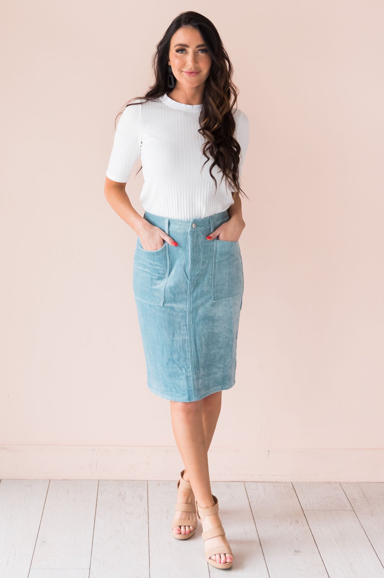 My Sweet Summer High Waisted Corduroy Skirt Modest Dresses vendor-unknown