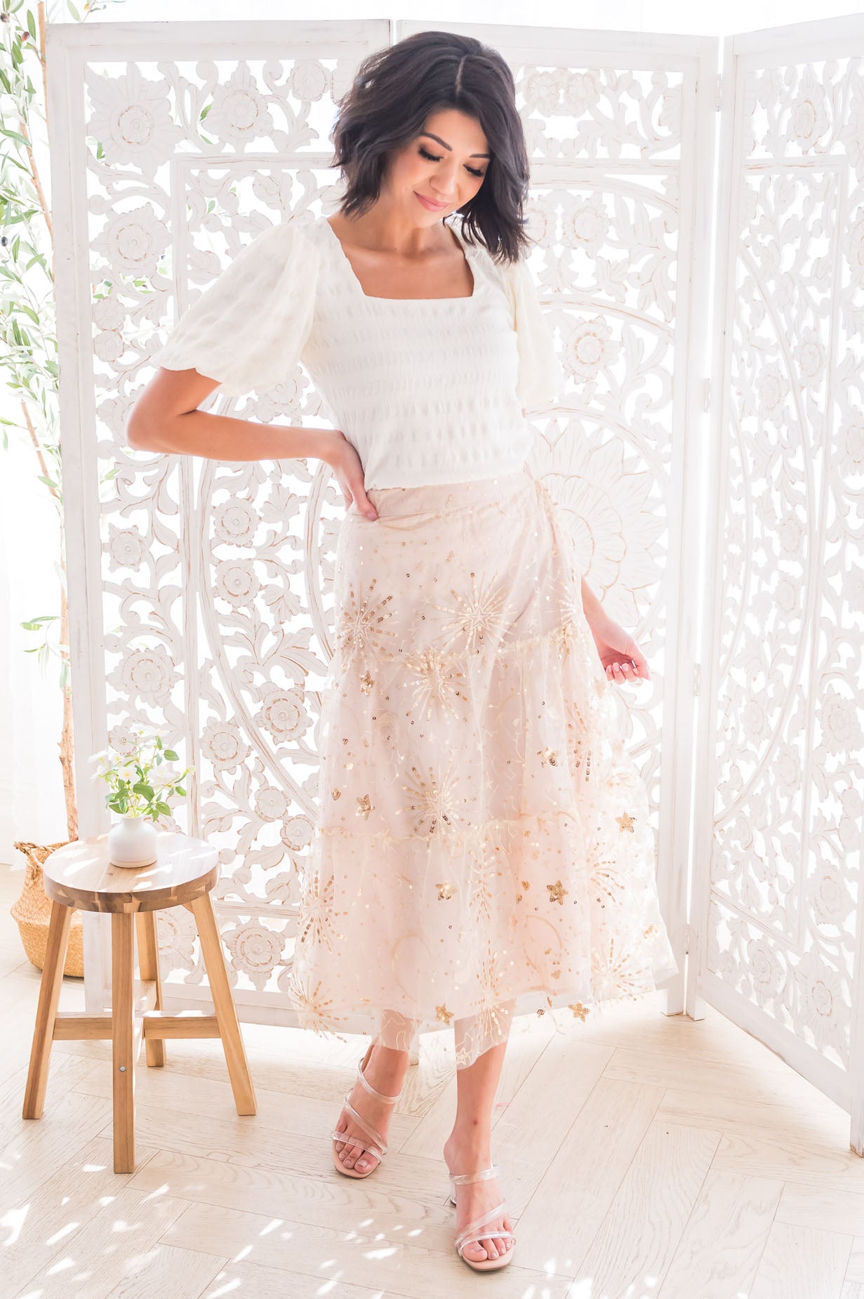 A Whole Lot of Class Modest Sequin Skirt Skirts vendor-unknown