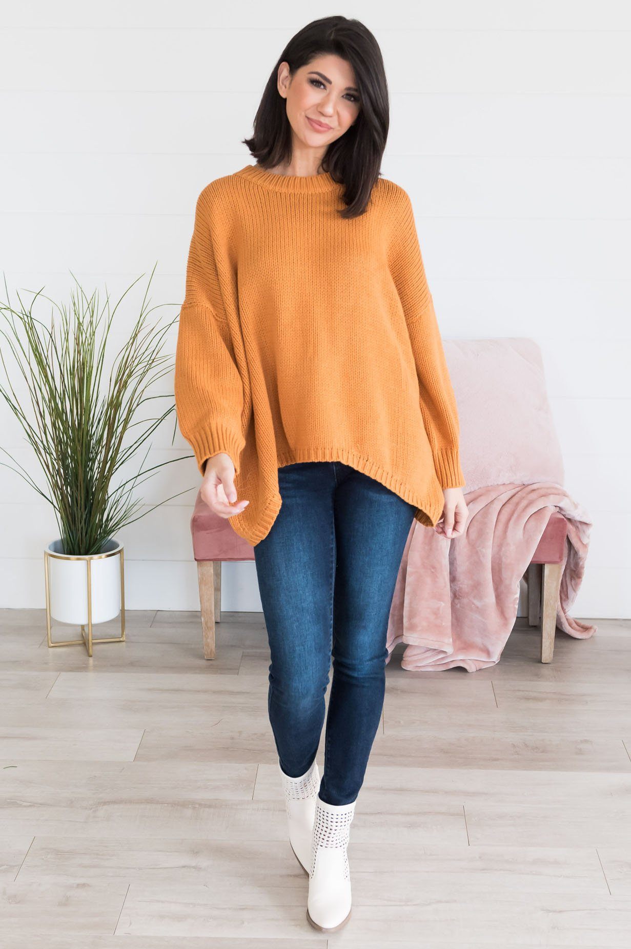 Just Chillin' Modest Sweater Tops vendor-unknown