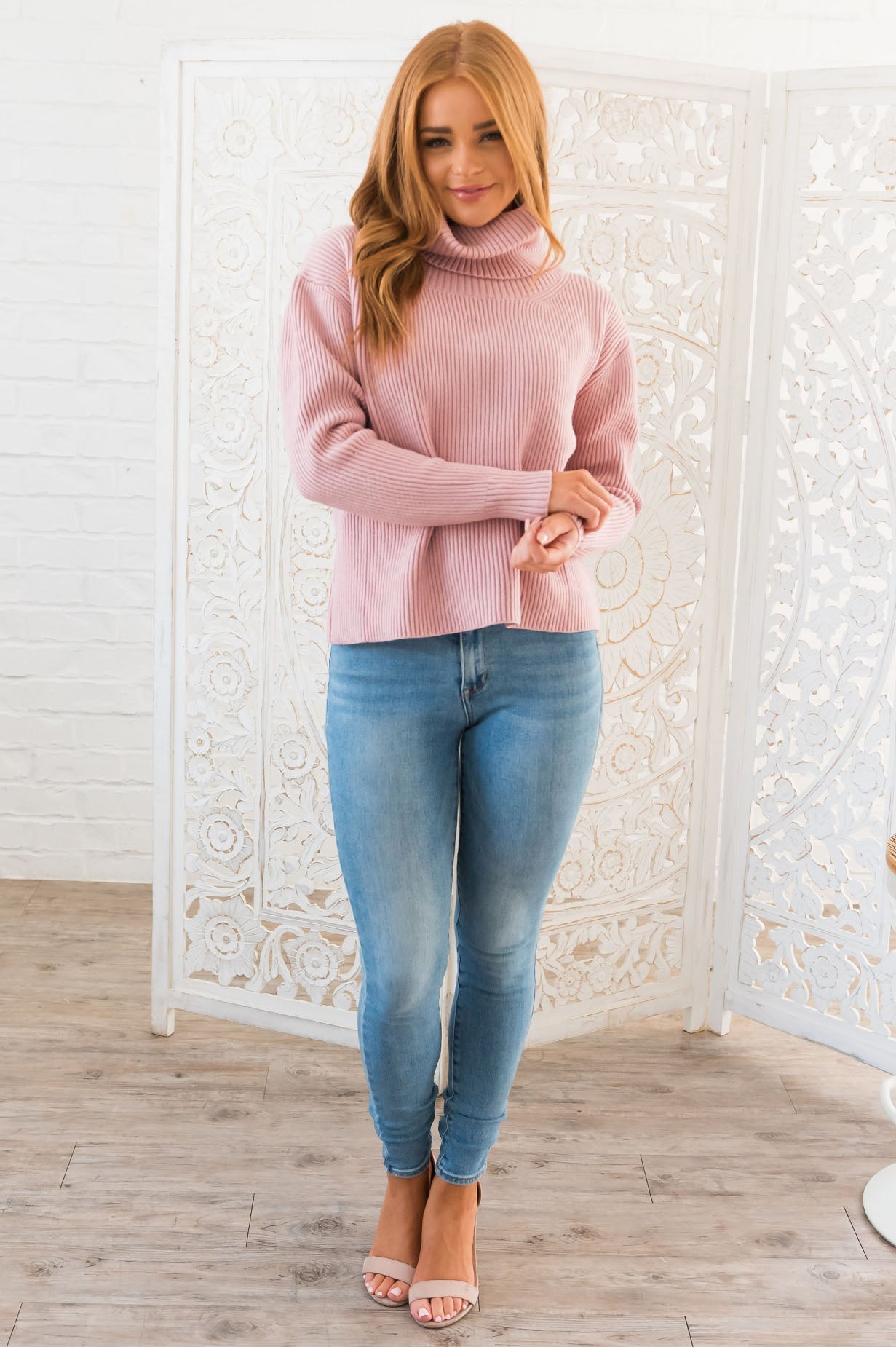 Barely Basic Modest Sweater Tops vendor-unknown
