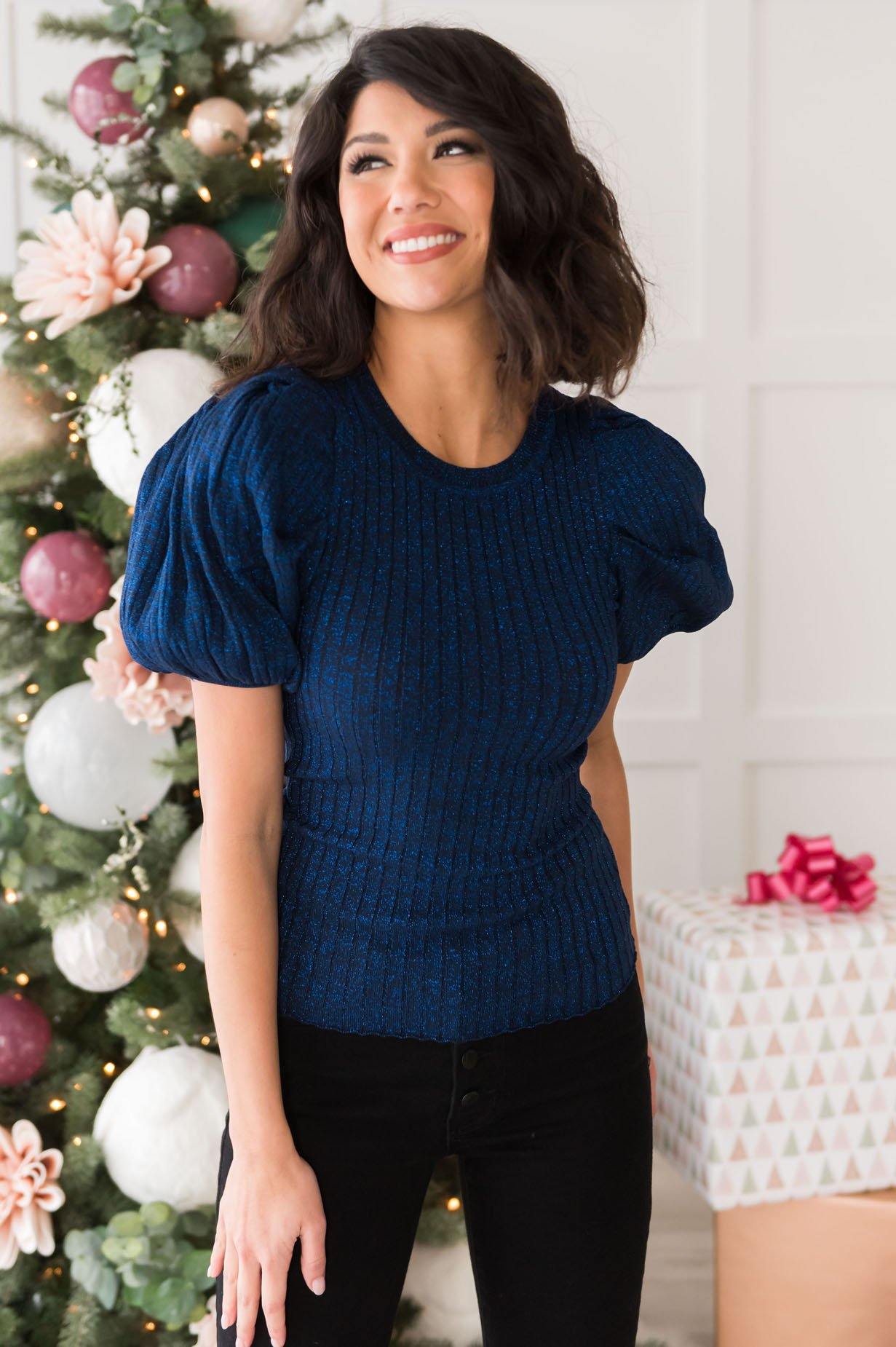 A Bit Of Shimmer Modest Blouse Tops vendor-unknown