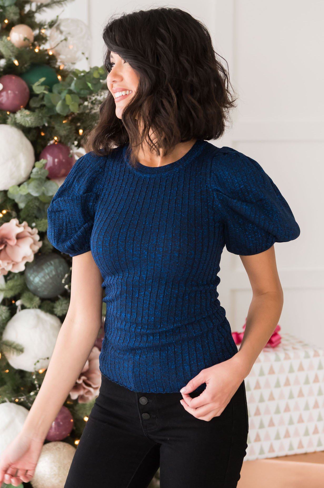 A Bit Of Shimmer Modest Blouse Tops vendor-unknown