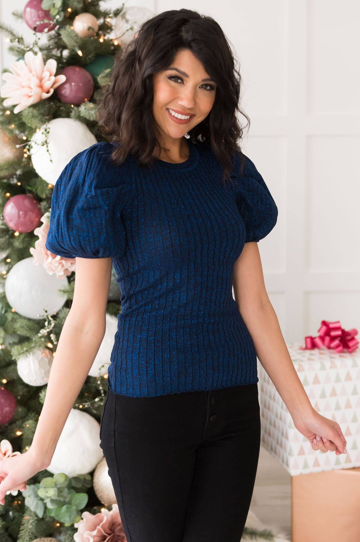 A Bit Of Shimmer Modest Blouse Tops vendor-unknown