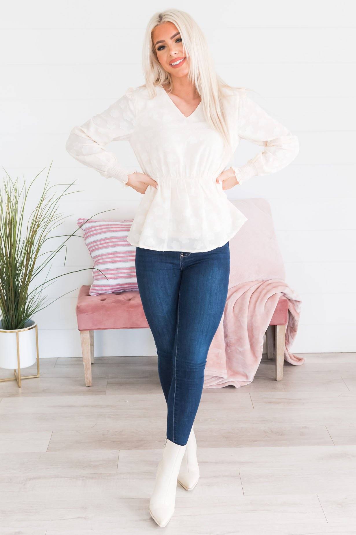 Beautiful Blossoms Modest Blouse Tops vendor-unknown