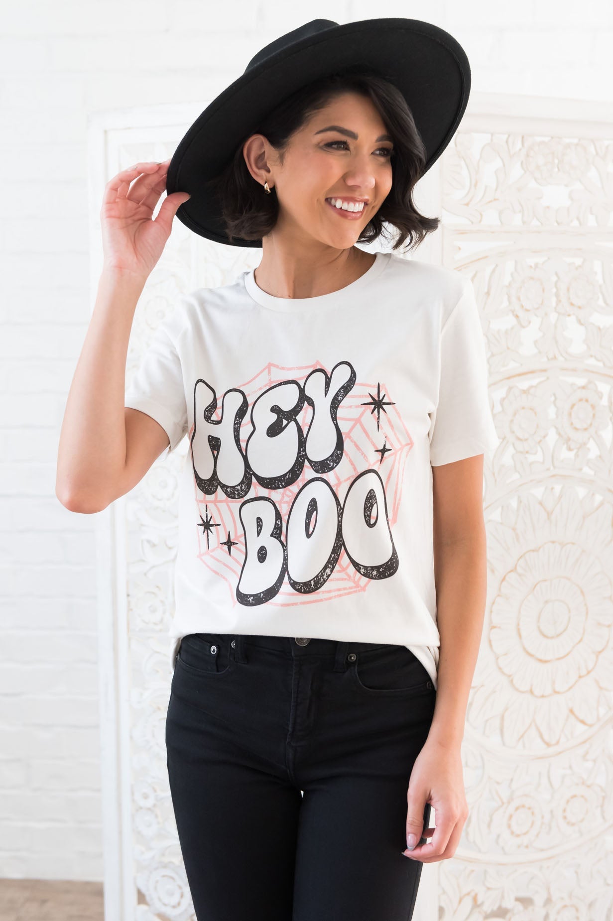 Hey Boo Modest Graphic Tee Modest Dresses vendor-unknown