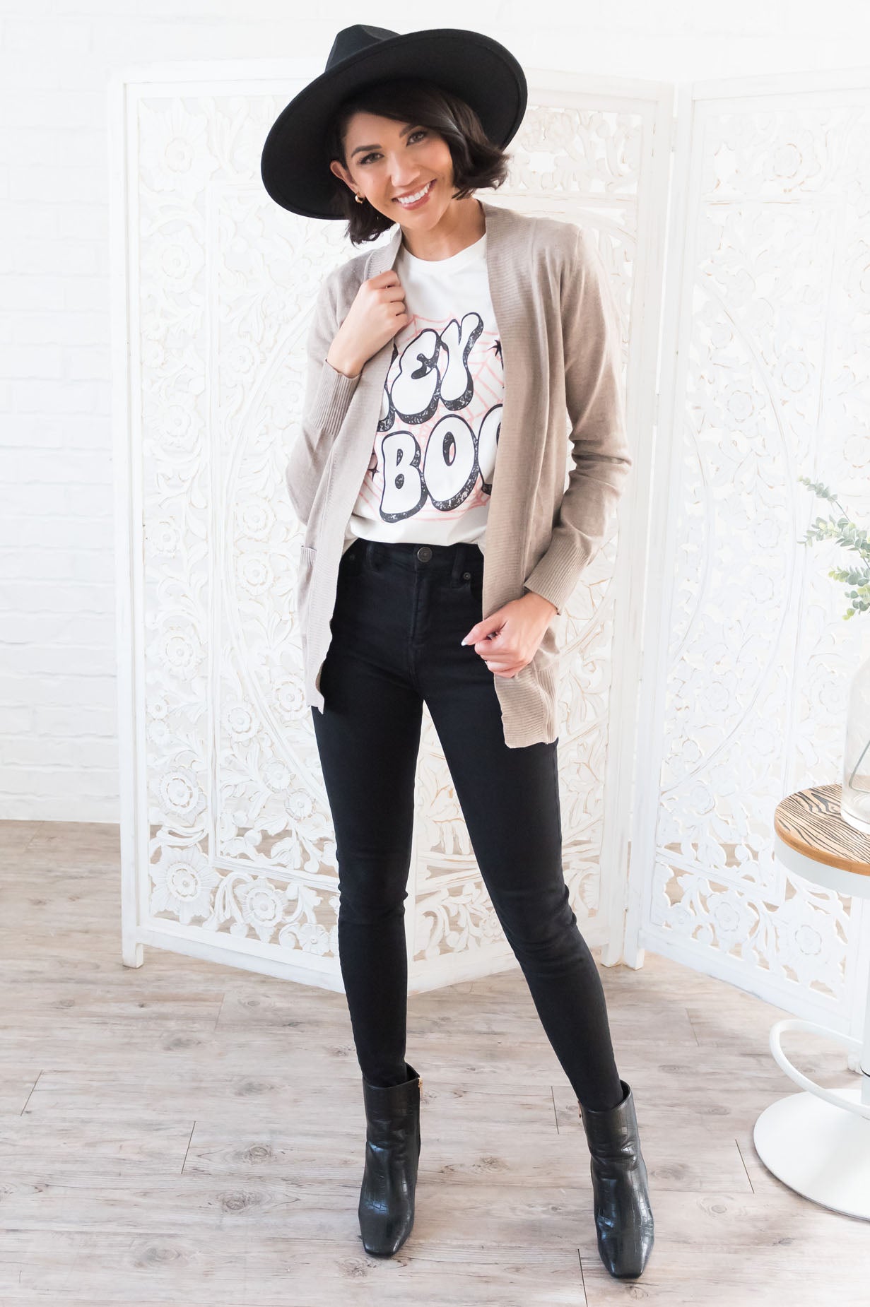 Hey Boo Modest Graphic Tee Modest Dresses vendor-unknown