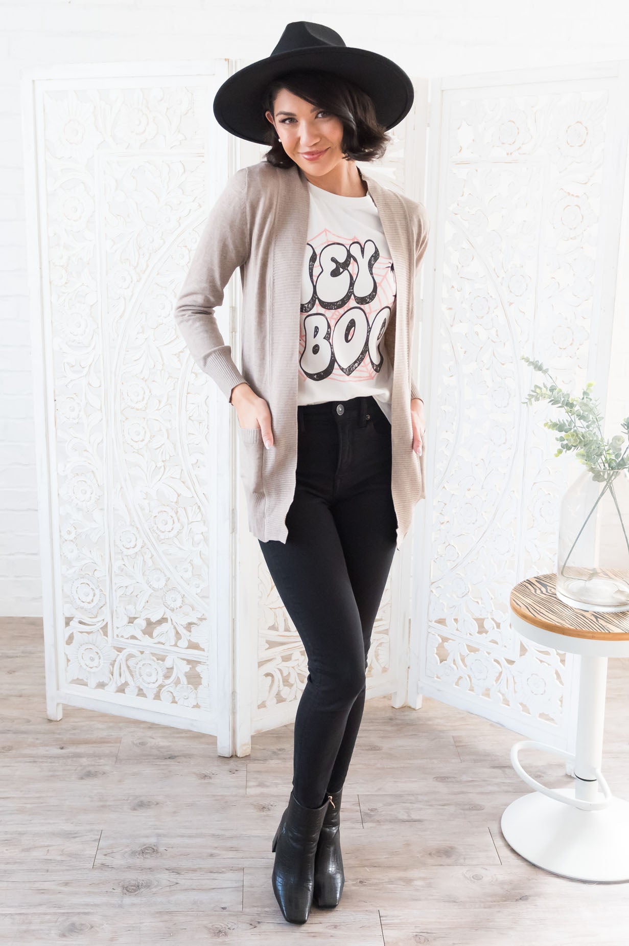 Hey Boo Modest Graphic Tee Modest Dresses vendor-unknown