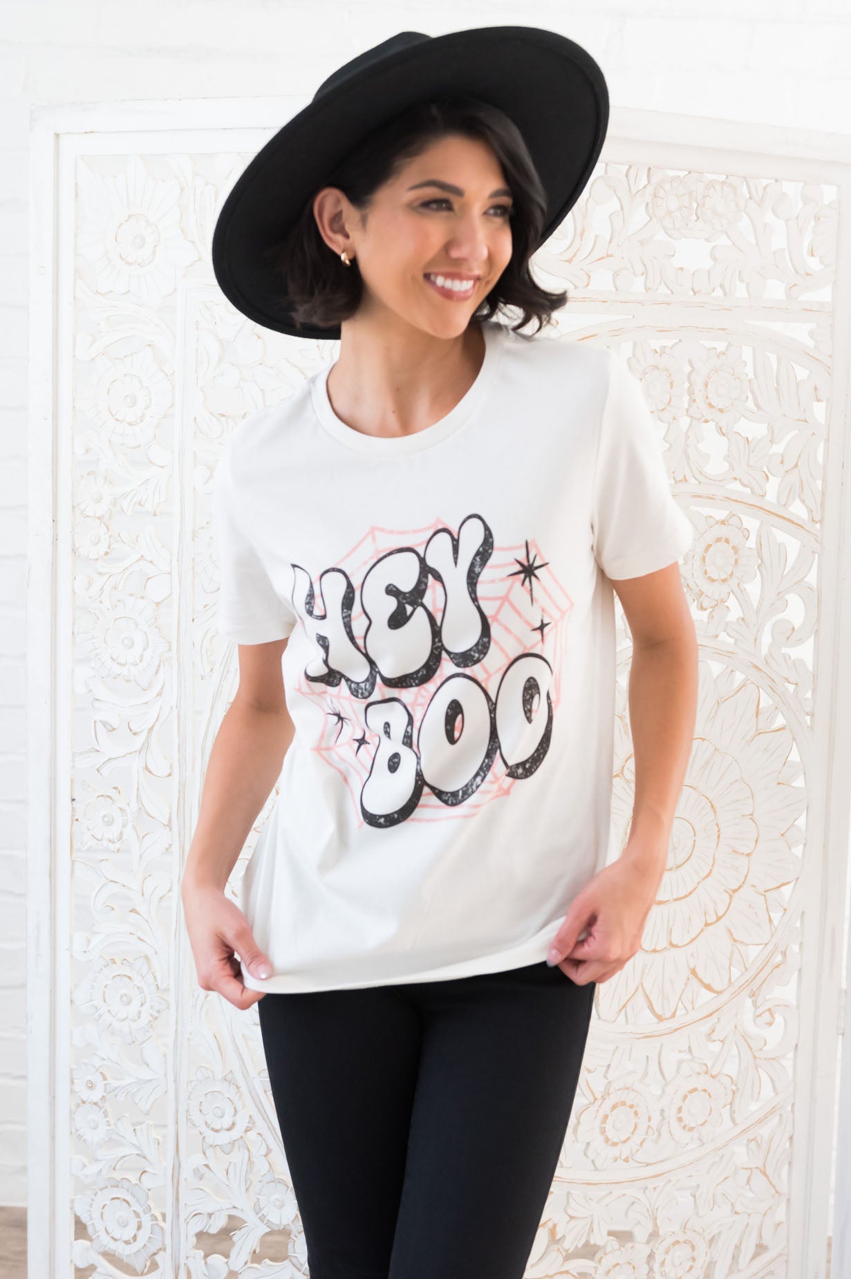 Hey Boo Modest Graphic Tee Modest Dresses vendor-unknown