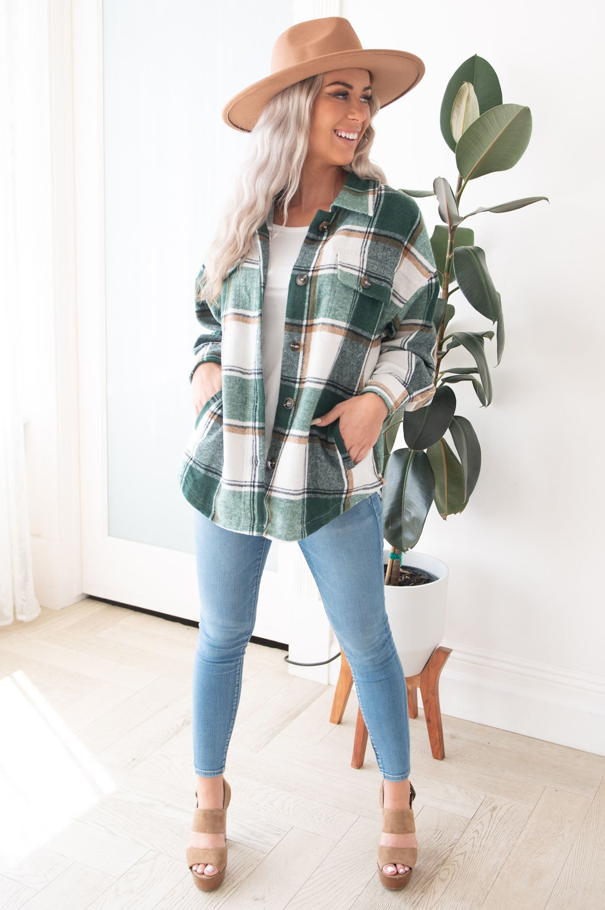 Forever Cozy Modest Plaid Jacket Modest Dresses vendor-unknown