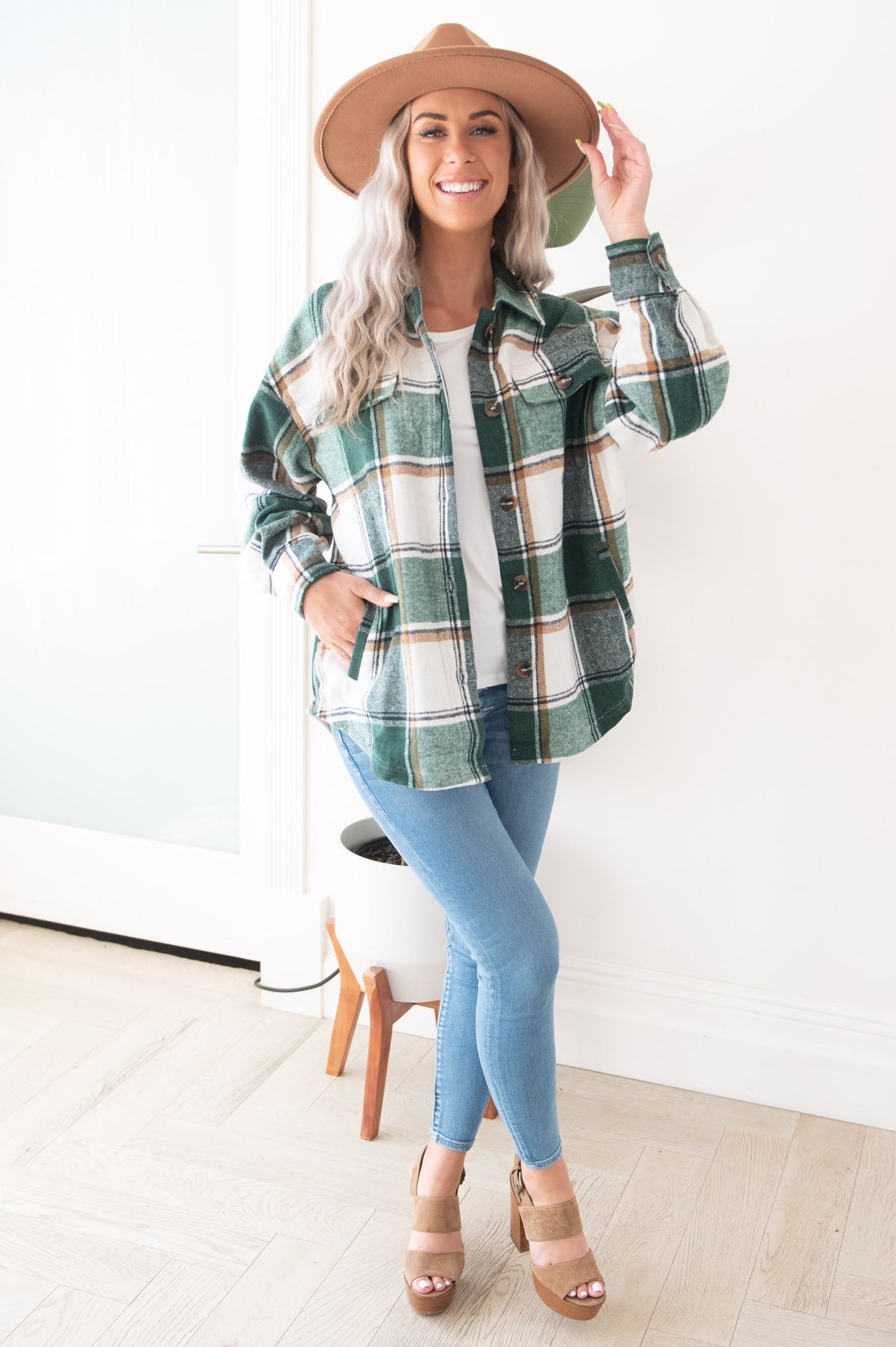 Forever Cozy Modest Plaid Jacket Modest Dresses vendor-unknown