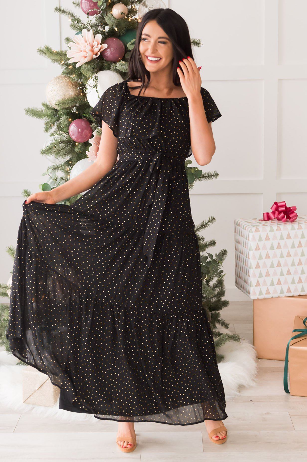 The Caroling Diamond Confetti Modest Maxi Modest Dresses vendor-unknown