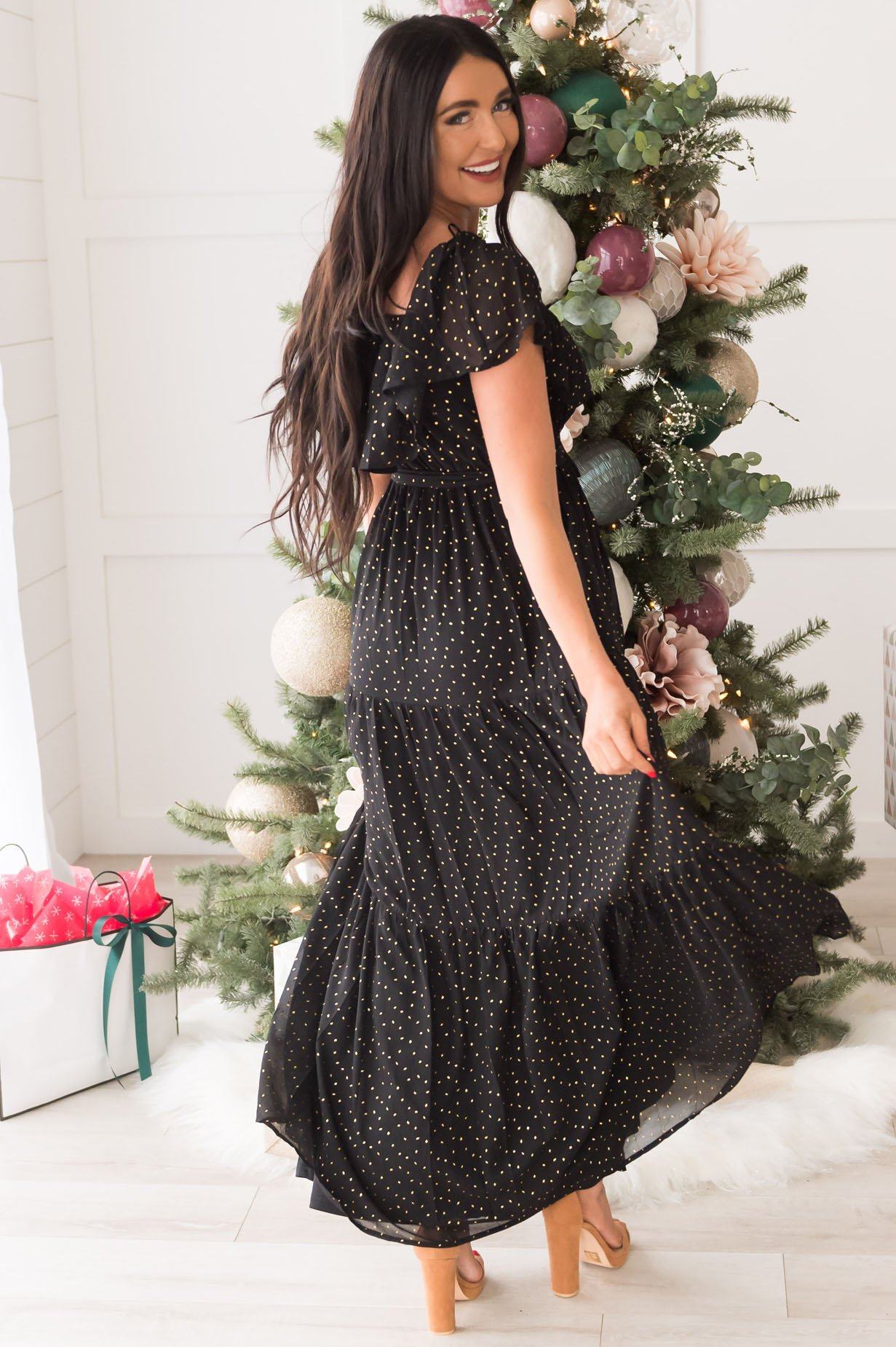 The Caroling Diamond Confetti Modest Maxi Modest Dresses vendor-unknown