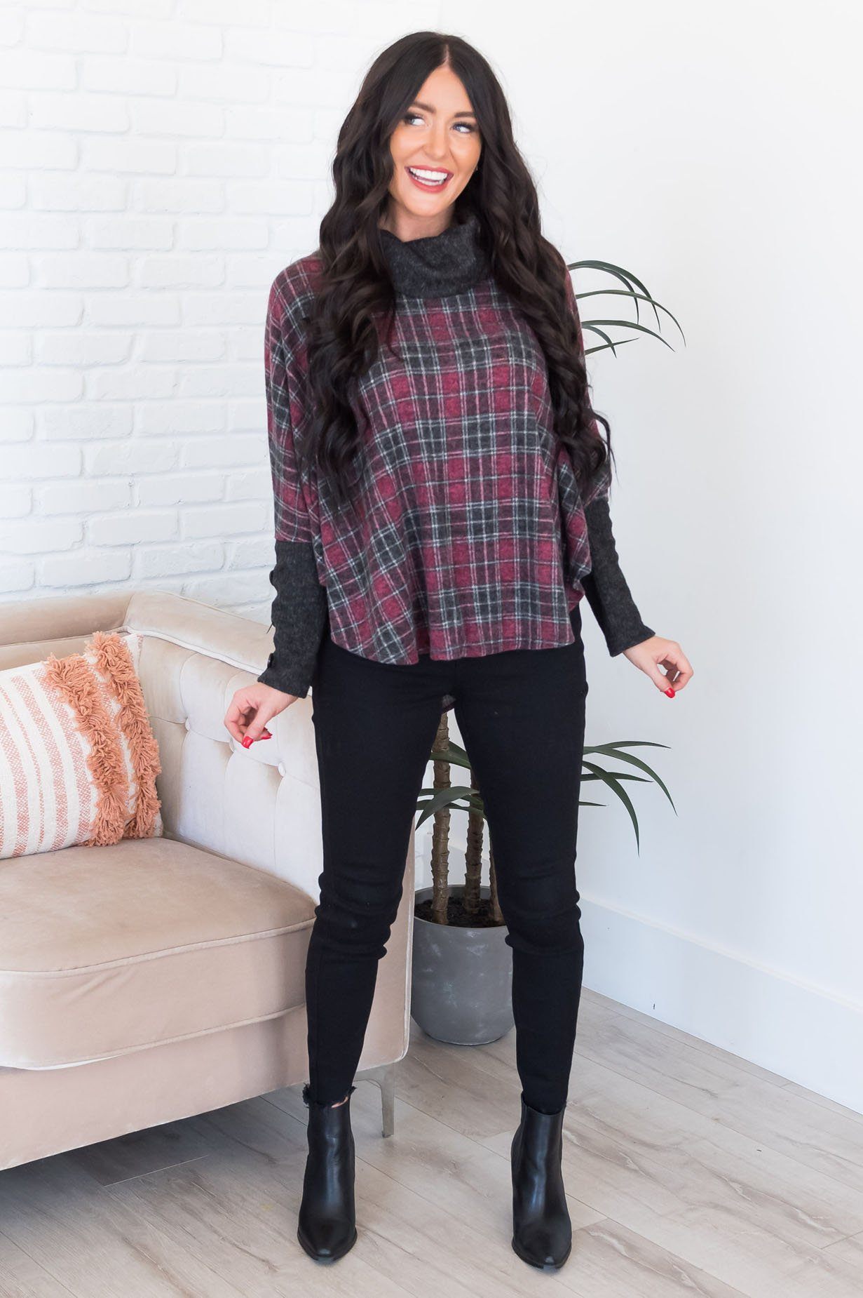 Simple is Beautiful Modest Poncho Sweater Tops vendor-unknown