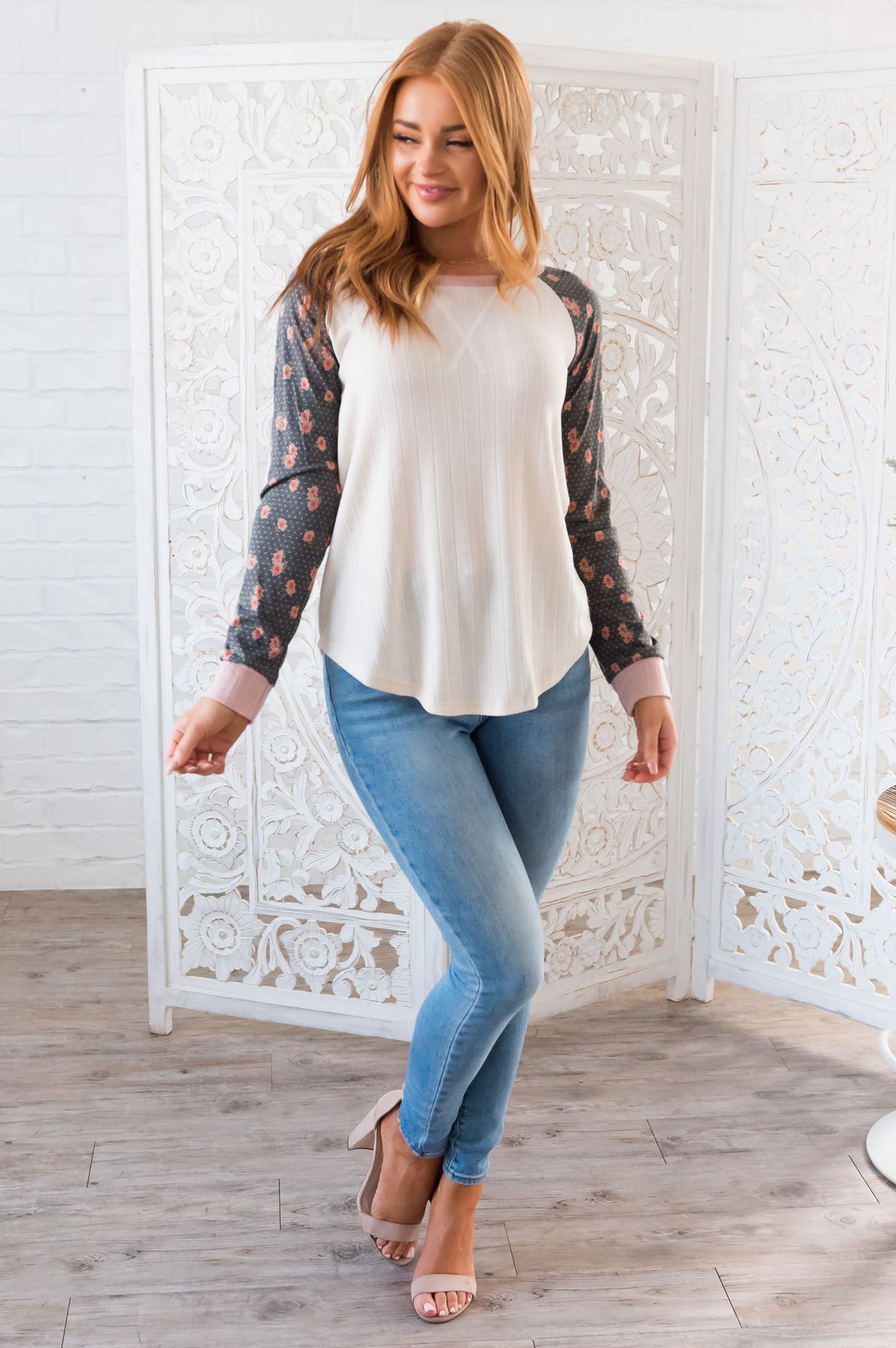 Vintage Perfection Modest Ribbed Top NeeSee's Dresses