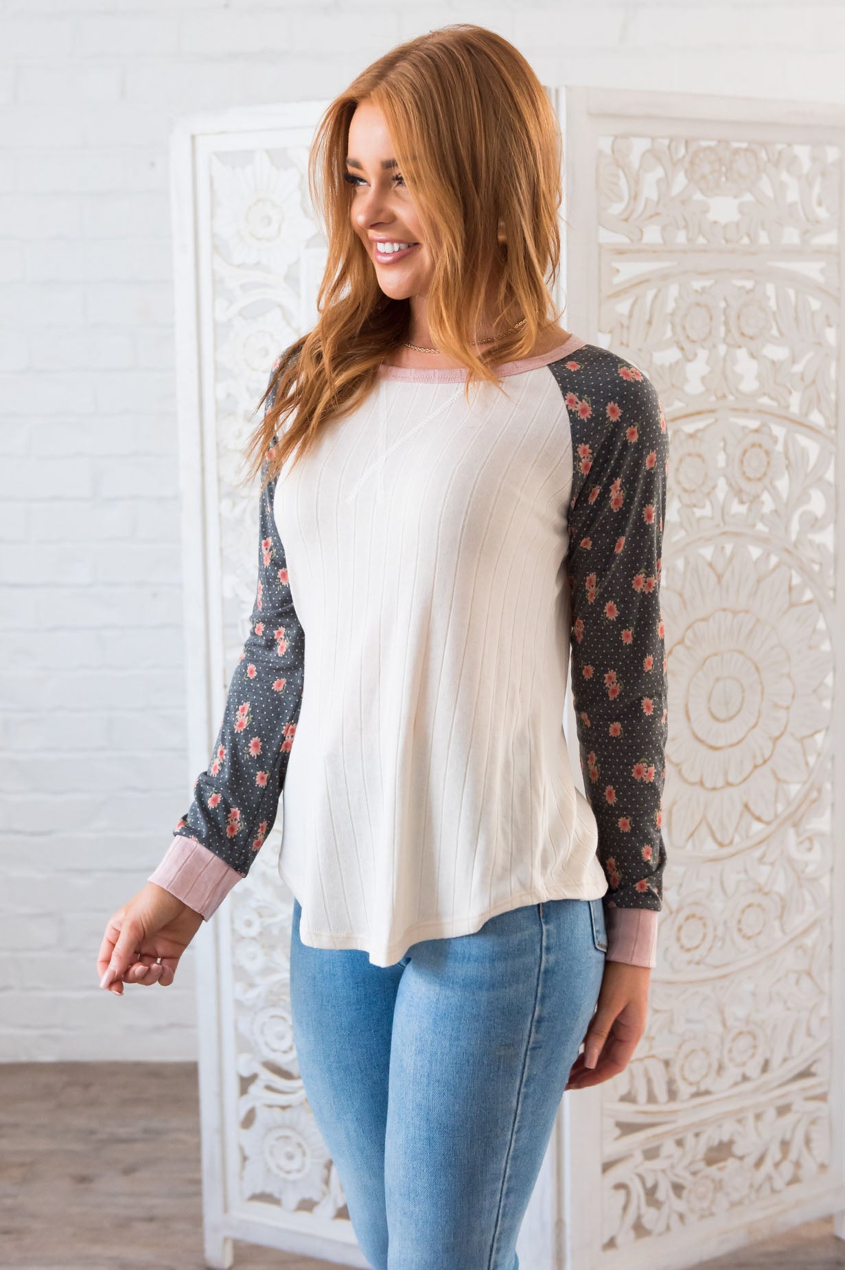 Vintage Perfection Modest Ribbed Top NeeSee's Dresses