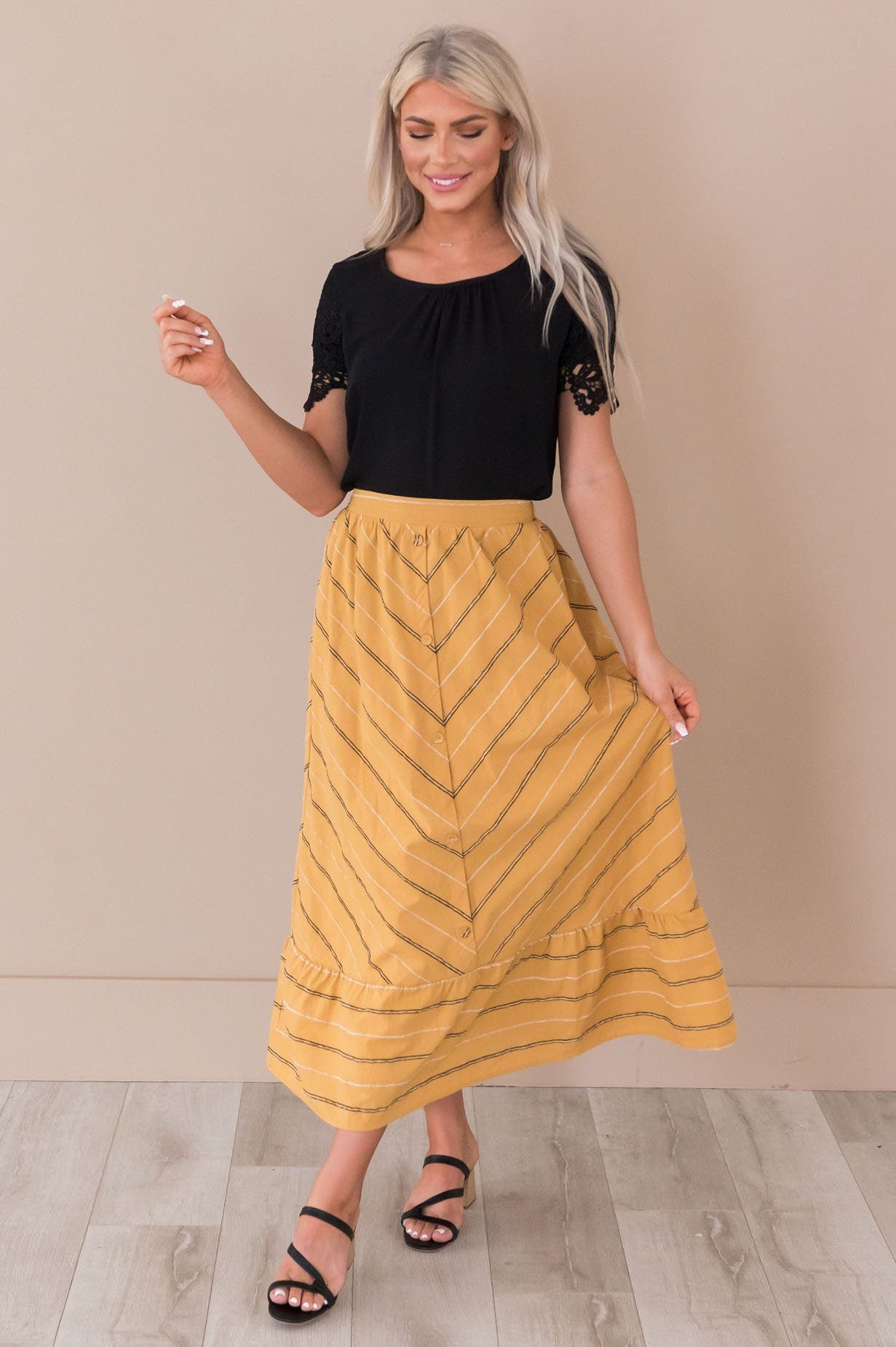 Striped Sweetie Modest Skirt Skirts vendor-unknown
