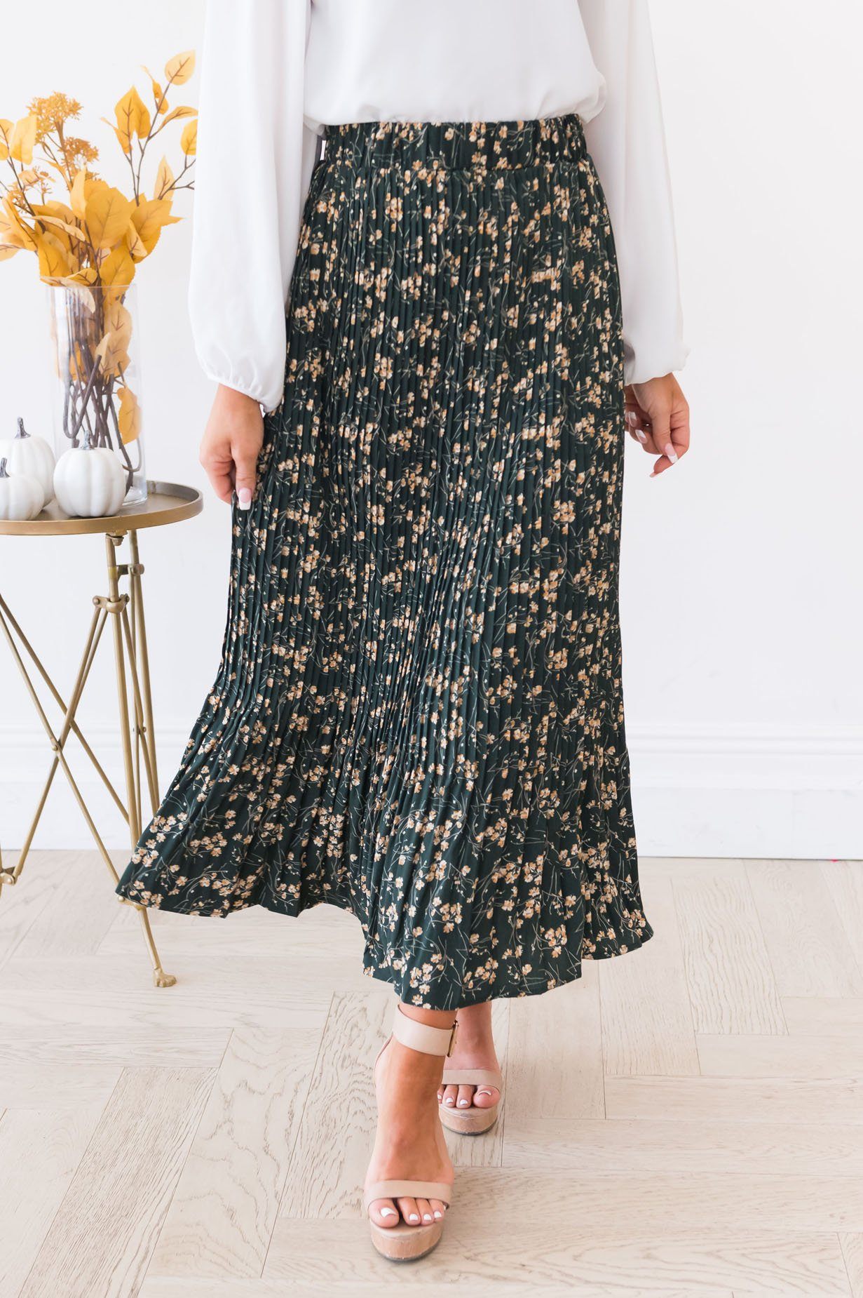 Fall Floral Modest Skirt Skirts vendor-unknown