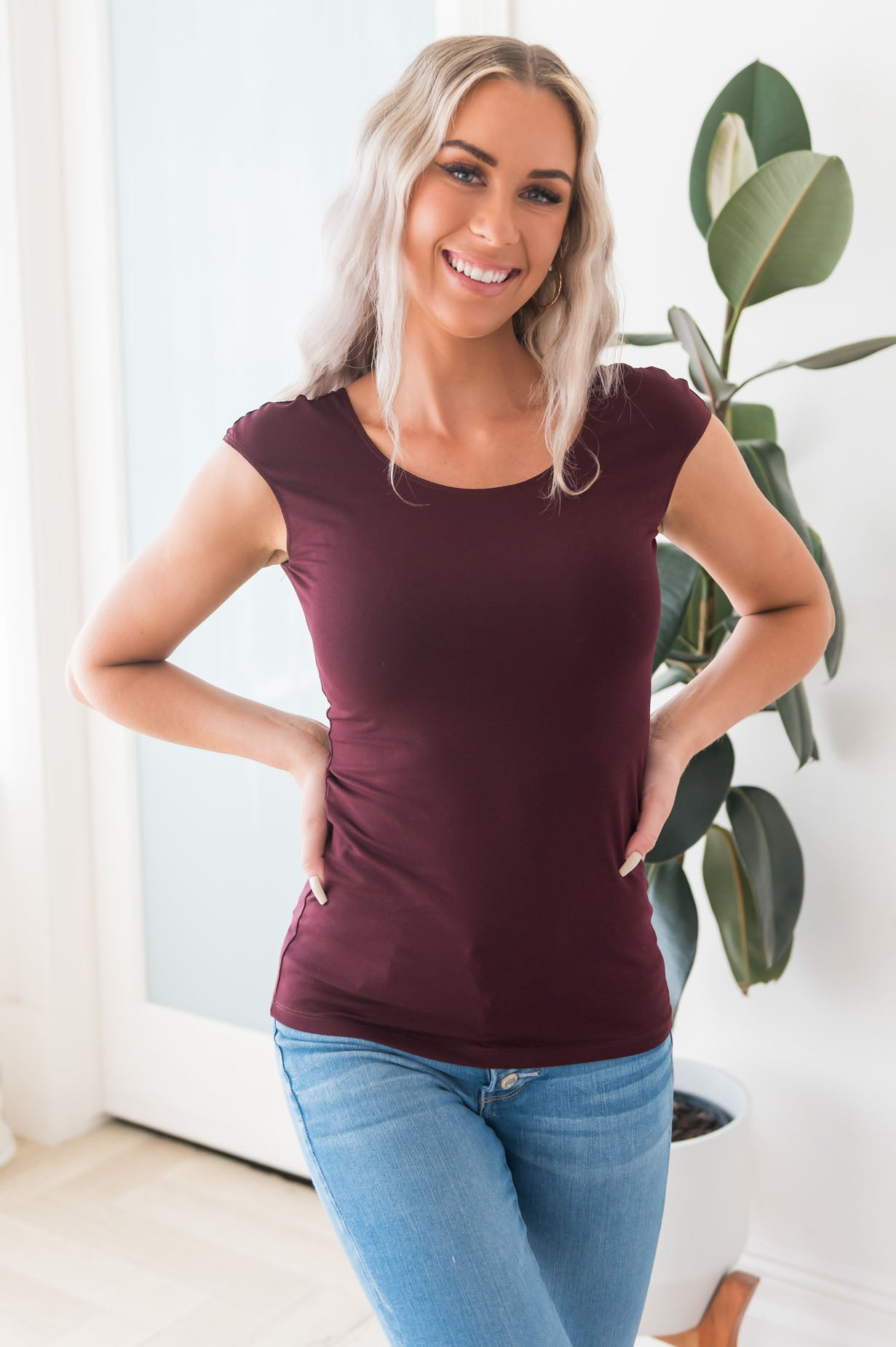 Cap Sleeve Modest Layering Tee Tops vendor-unknown