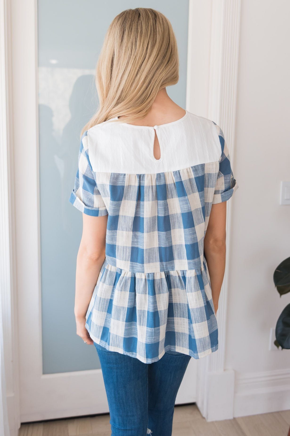 Playful Plaid Modest Blouse Modest Dresses vendor-unknown