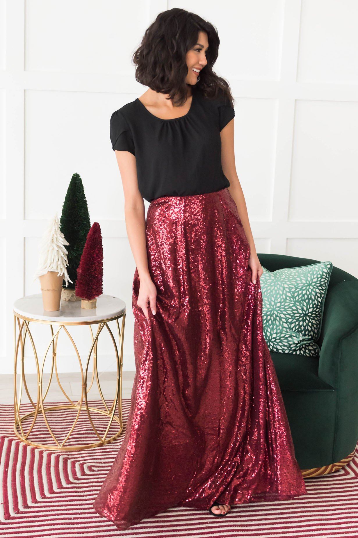 Glamorous Gala Sequin Maxi Skirt Modest Dresses vendor-unknown