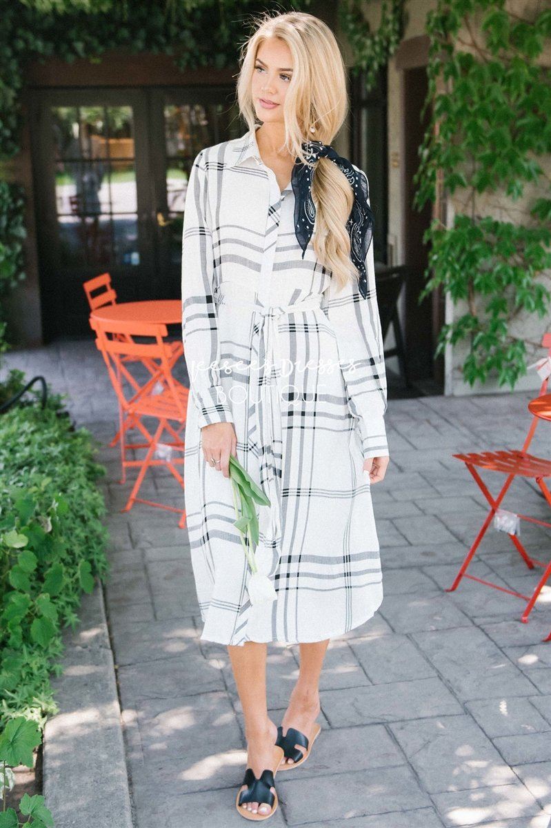 The Barbara Modest Dresses vendor-unknown White and Black S