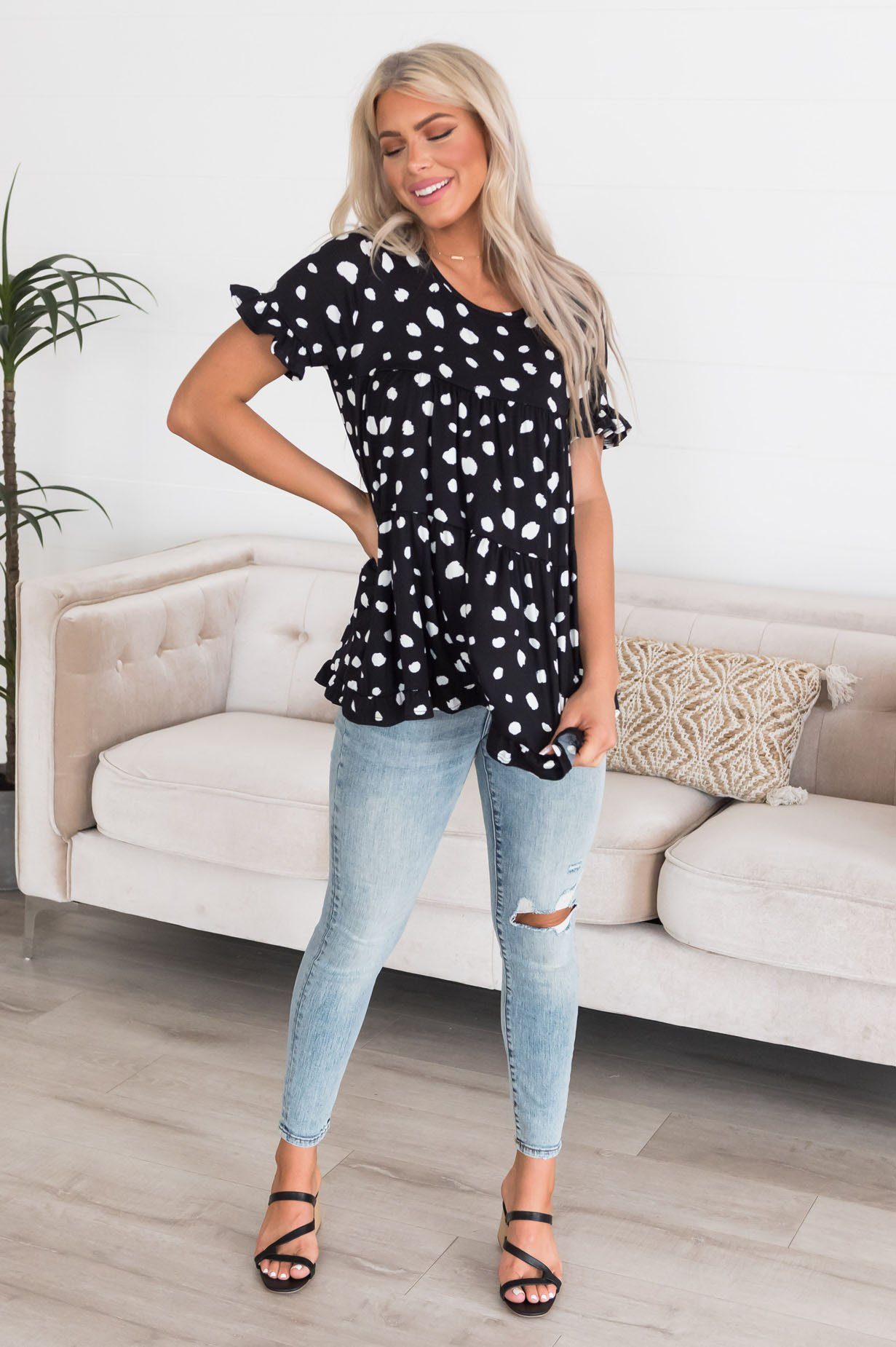 Easily Spotted Modest Babydoll Blouse Modest Dresses vendor-unknown