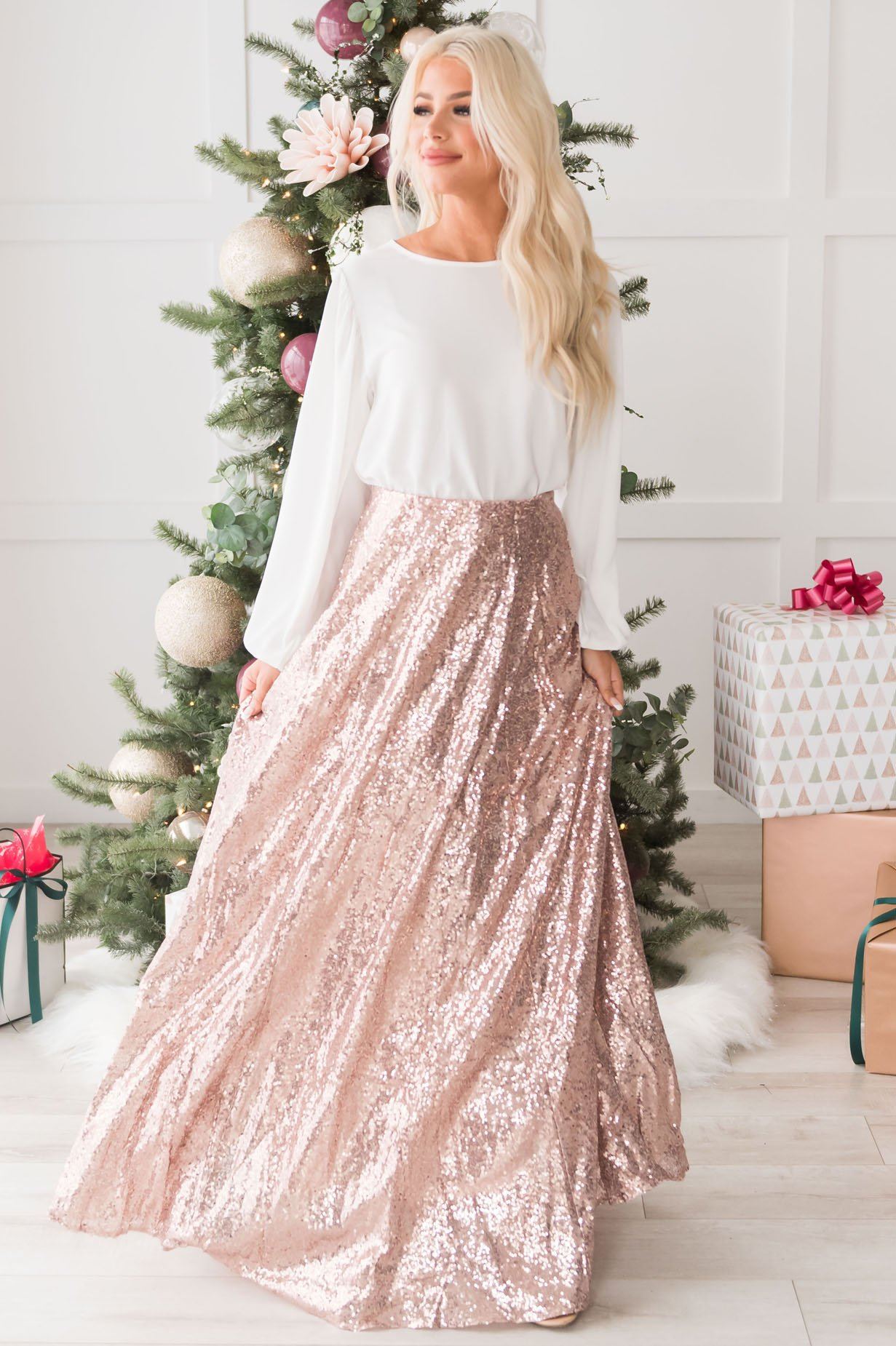 Glamorous Gala Sequin Maxi Skirt Modest Dresses vendor-unknown