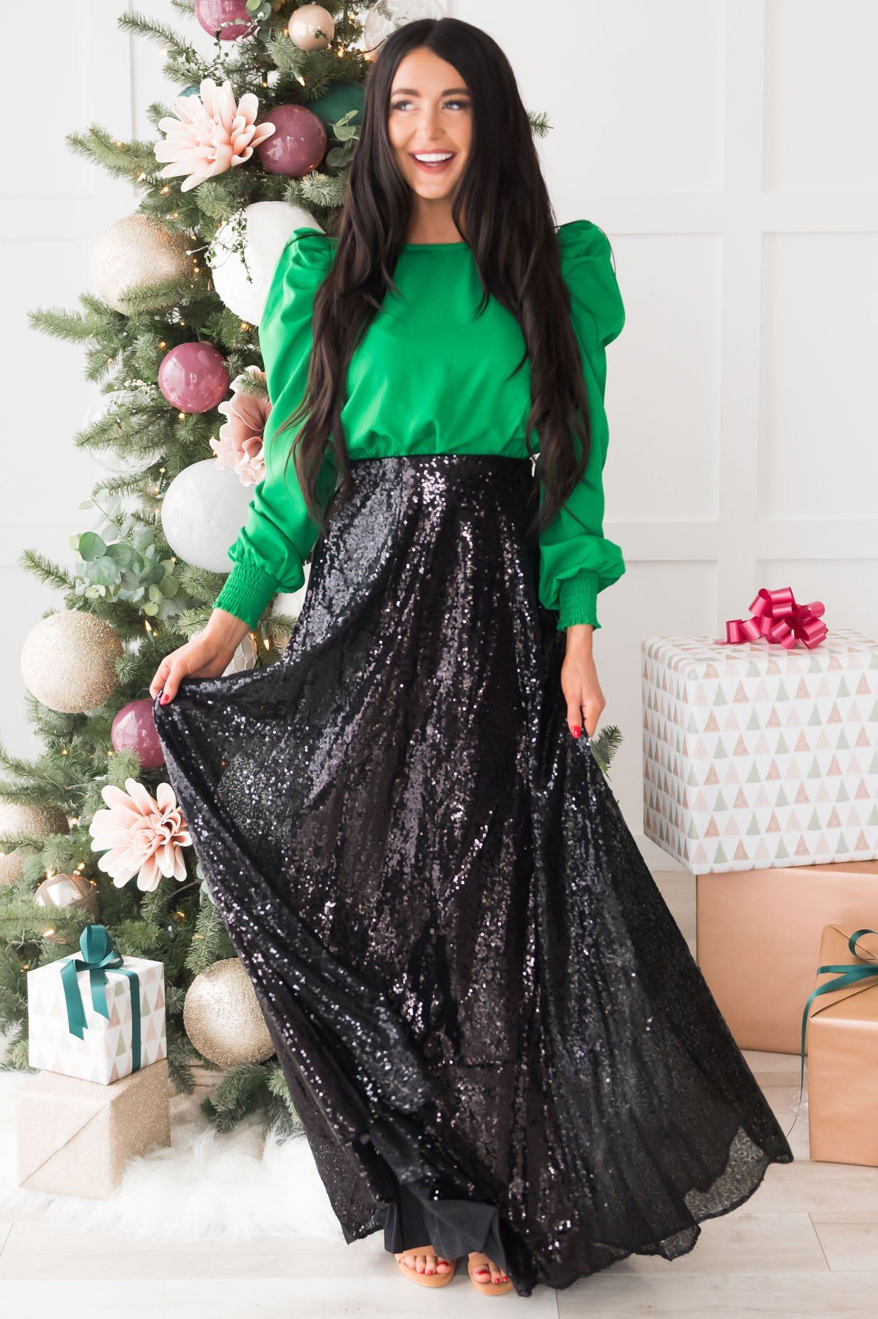 Glamorous Gala Sequin Maxi Skirt Modest Dresses vendor-unknown