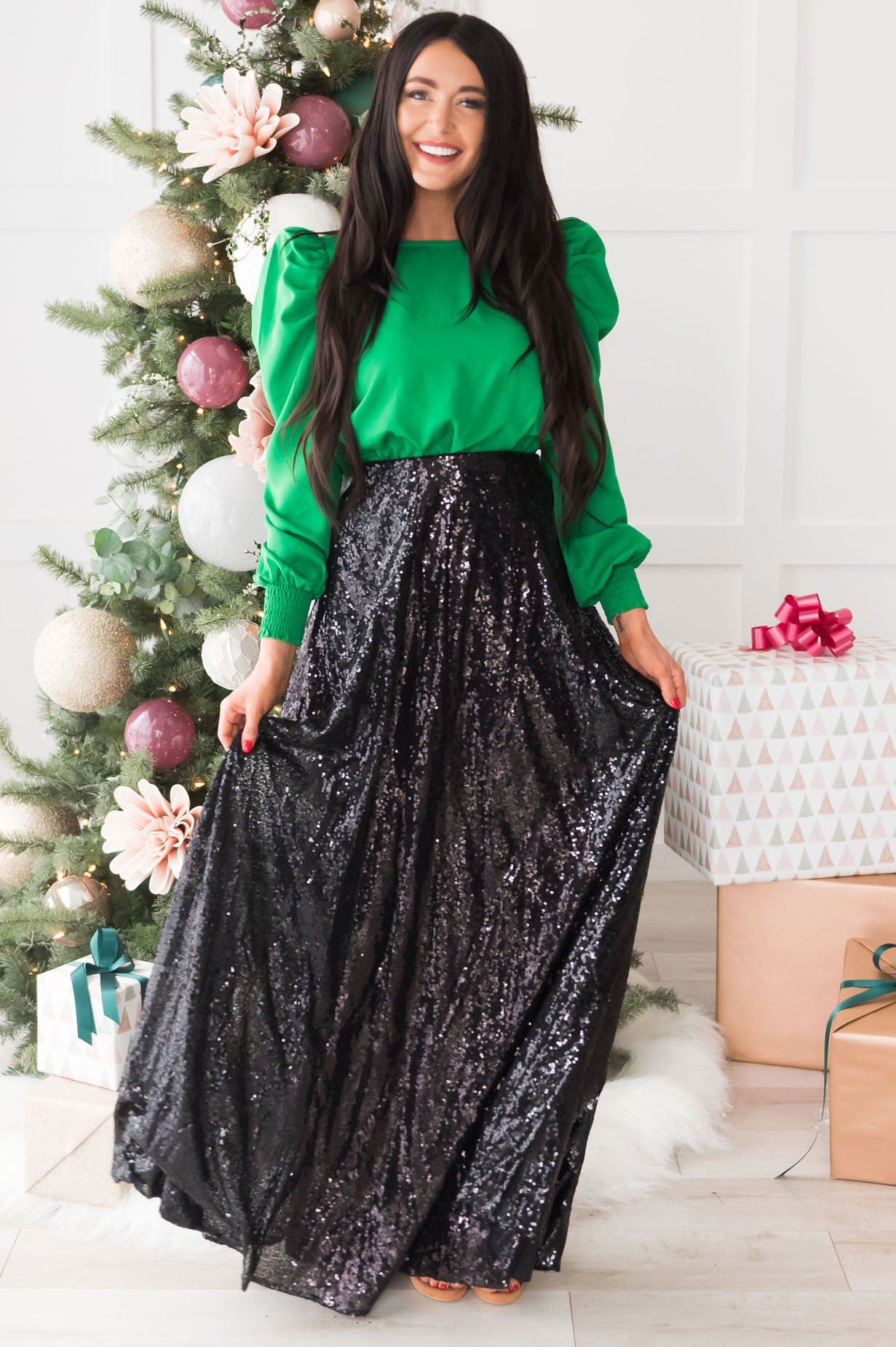 Glamorous Gala Sequin Maxi Skirt Modest Dresses vendor-unknown