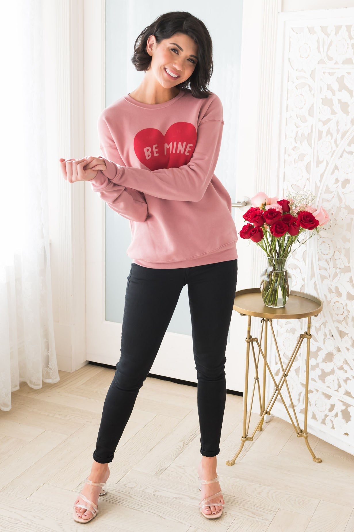 Candy Heart Modest Sweatshirt Modest Dresses vendor-unknown