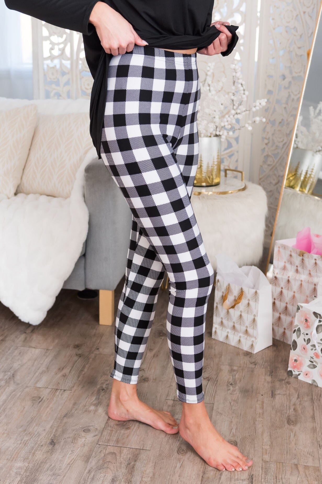 Plaid About You Christmas Leggings Accessories & Shoes vendor-unknown