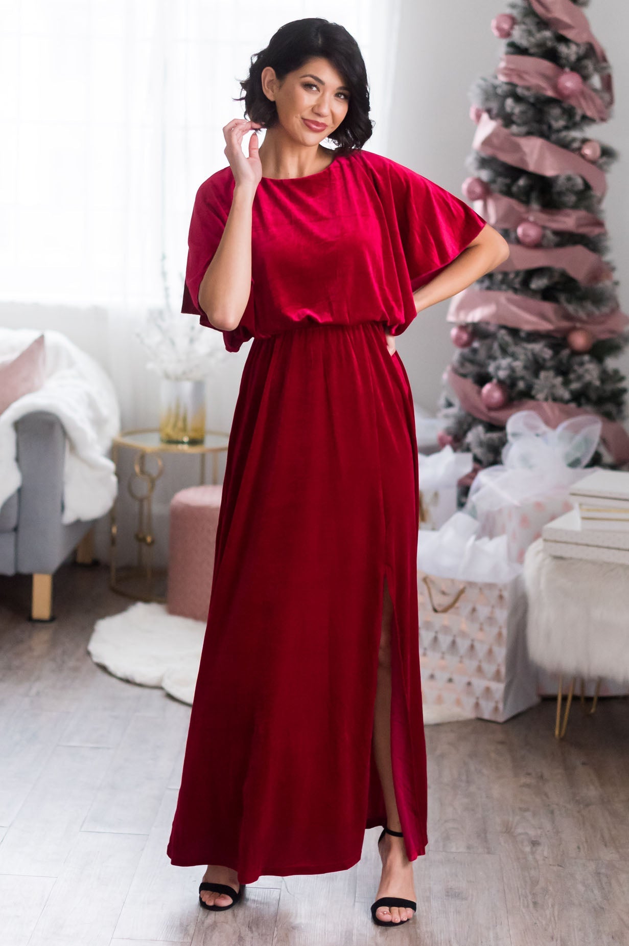 The Joy Evening Out Velvet Gown Modest Dresses vendor-unknown