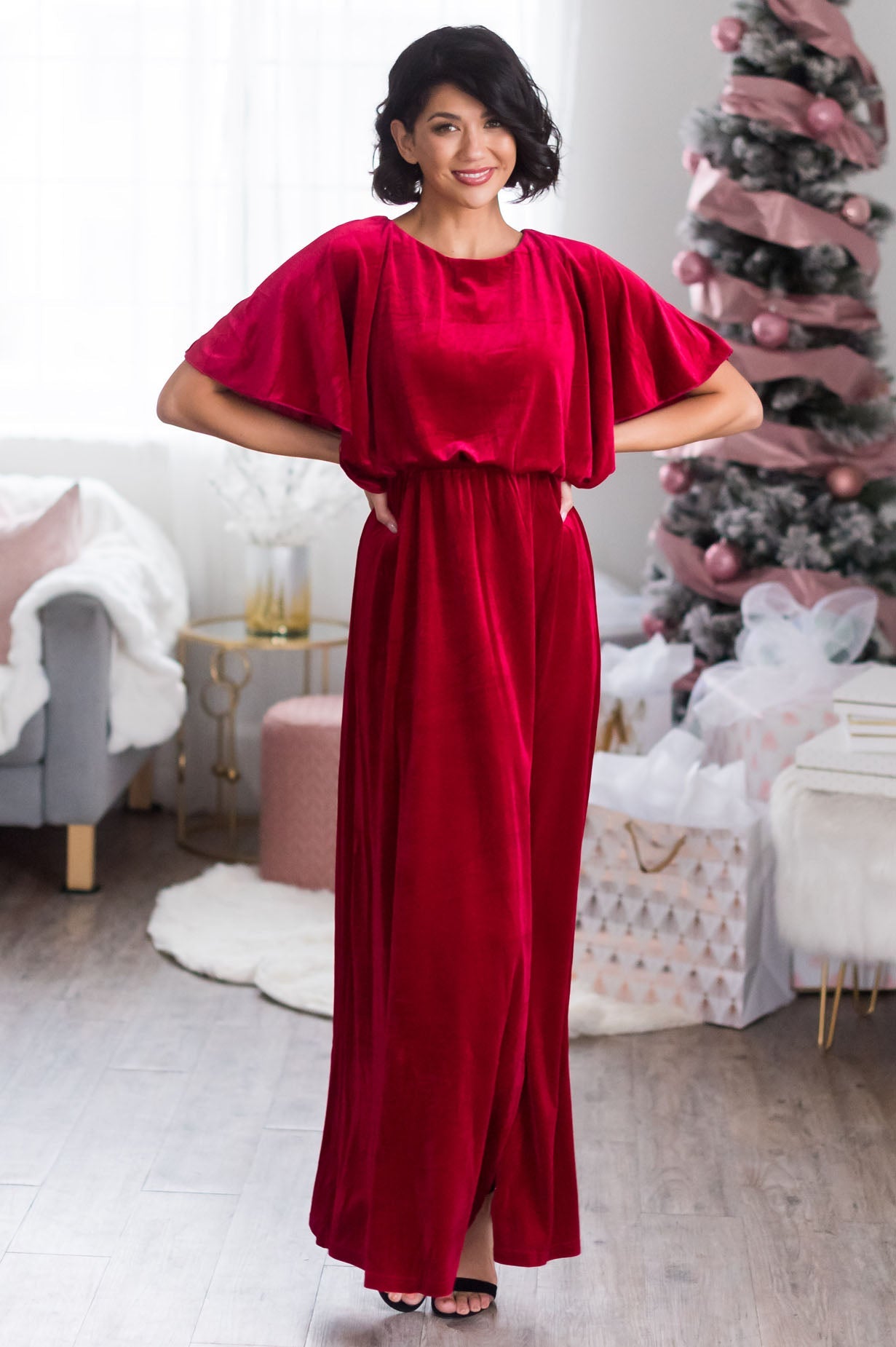 The Joy Evening Out Velvet Gown Modest Dresses vendor-unknown