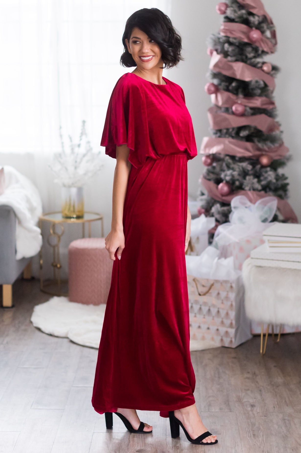 The Joy Evening Out Velvet Gown Modest Dresses vendor-unknown