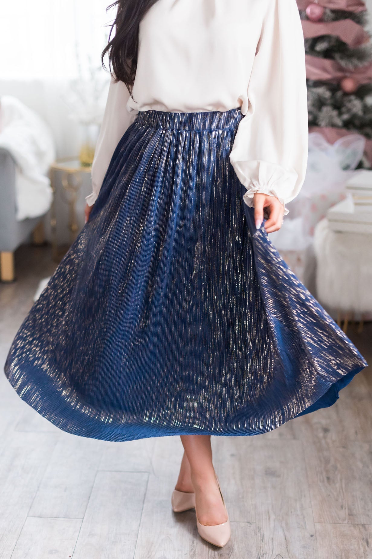 Wish Upon A Star Modest Metallic Skirt Skirts vendor-unknown