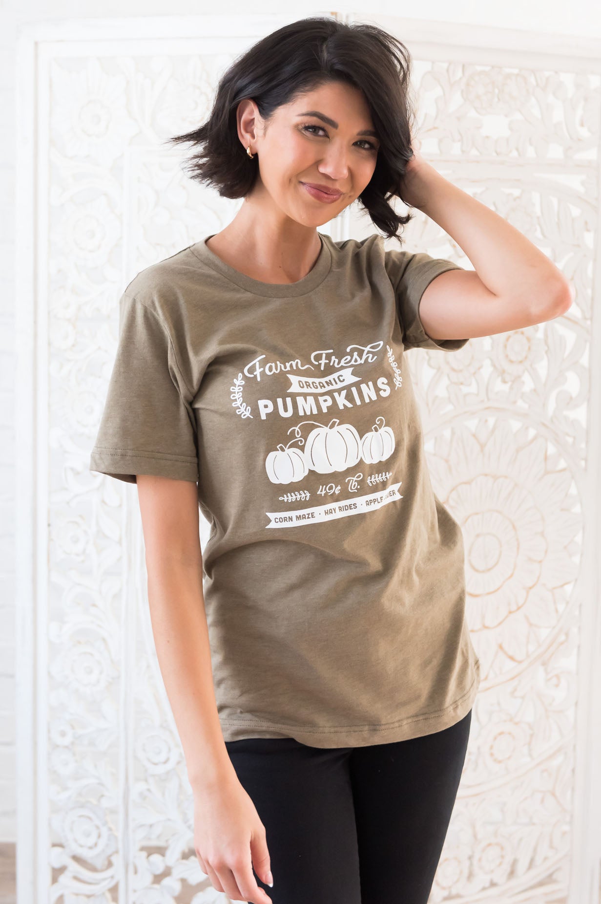 Farm Fresh Pumpkins Modest Graphic Tee Modest Dresses vendor-unknown