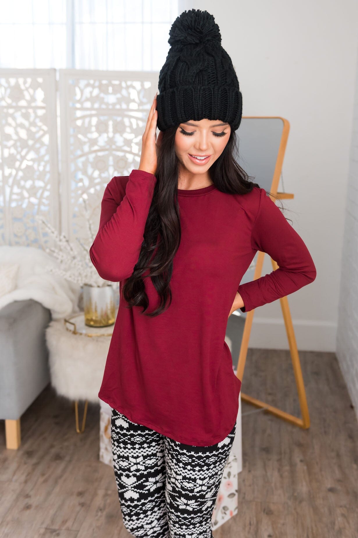 Sit By The Fire Cable Knit Pom Pom Beanie Accessories & Shoes Leto Accessories