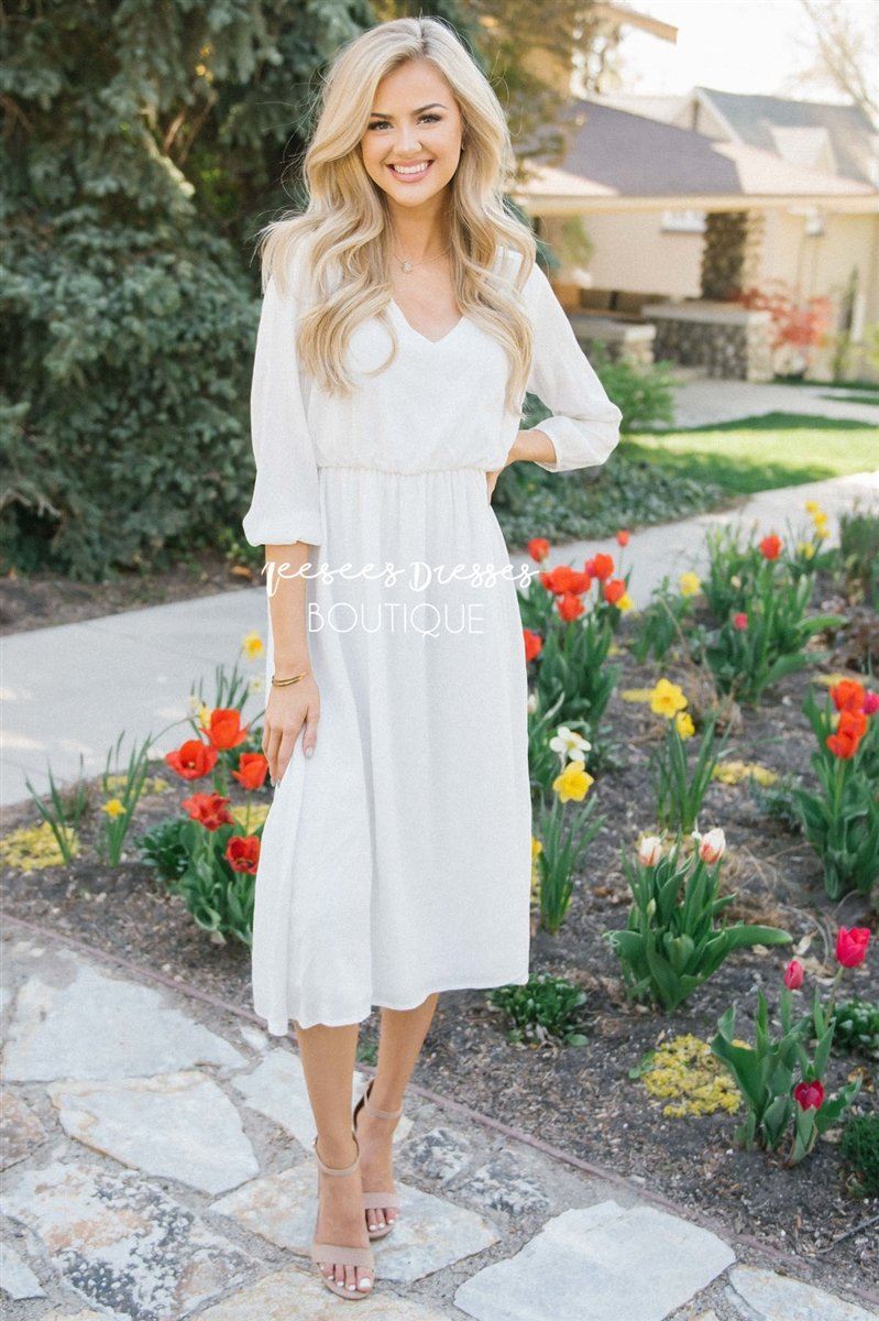The Aubrey - 3/4 Length Sleeves Modest Dresses vendor-unknown