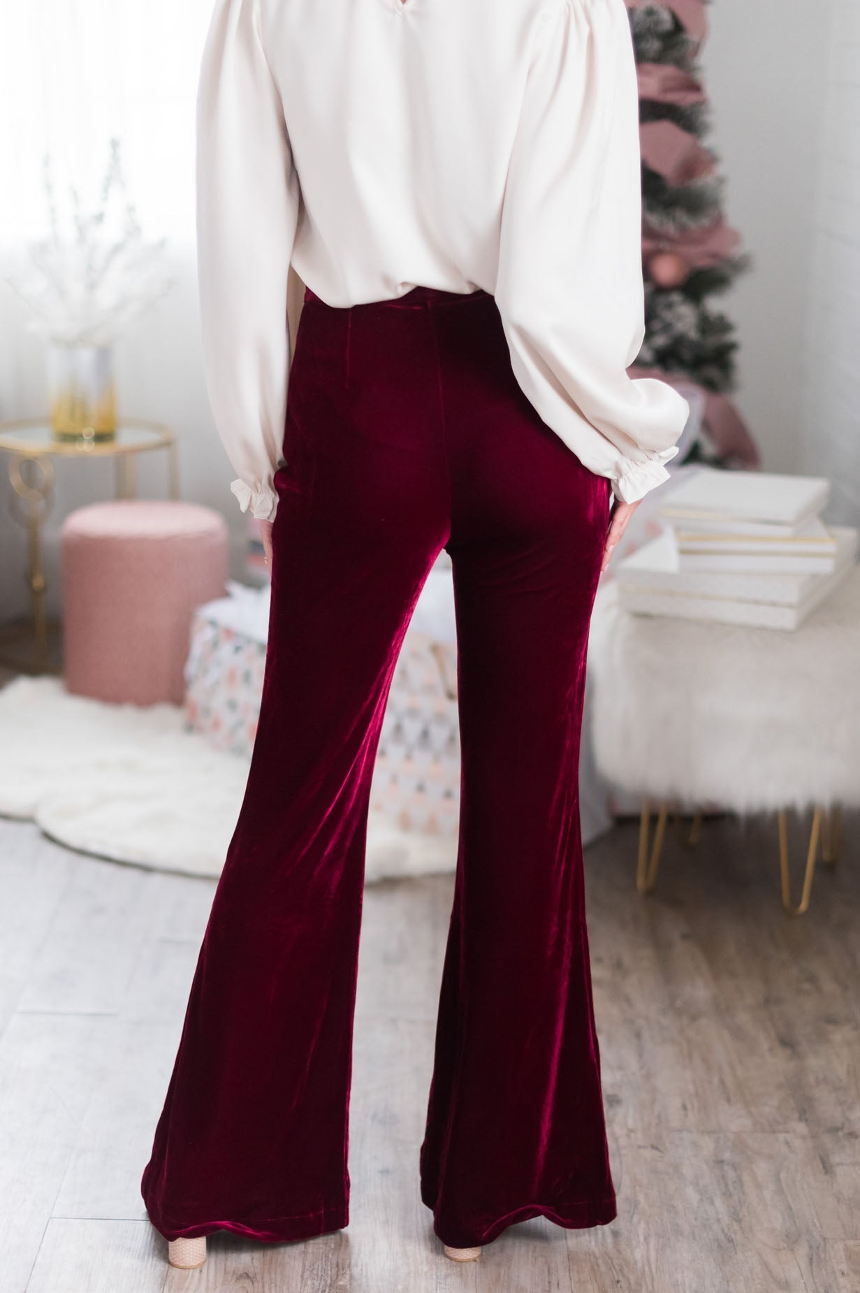 Cheerful Velvet Flare Pants Modest Dresses vendor-unknown