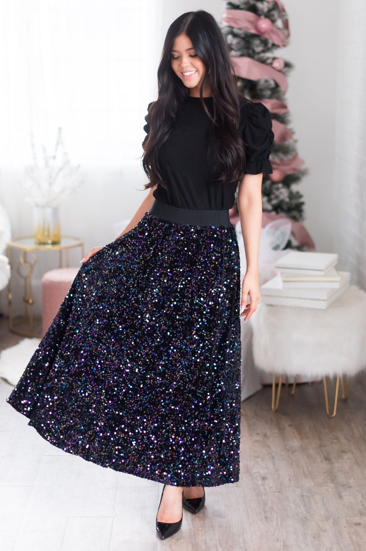 Magical Wishes Modest Sequin Maxi Skirt Skirts vendor-unknown