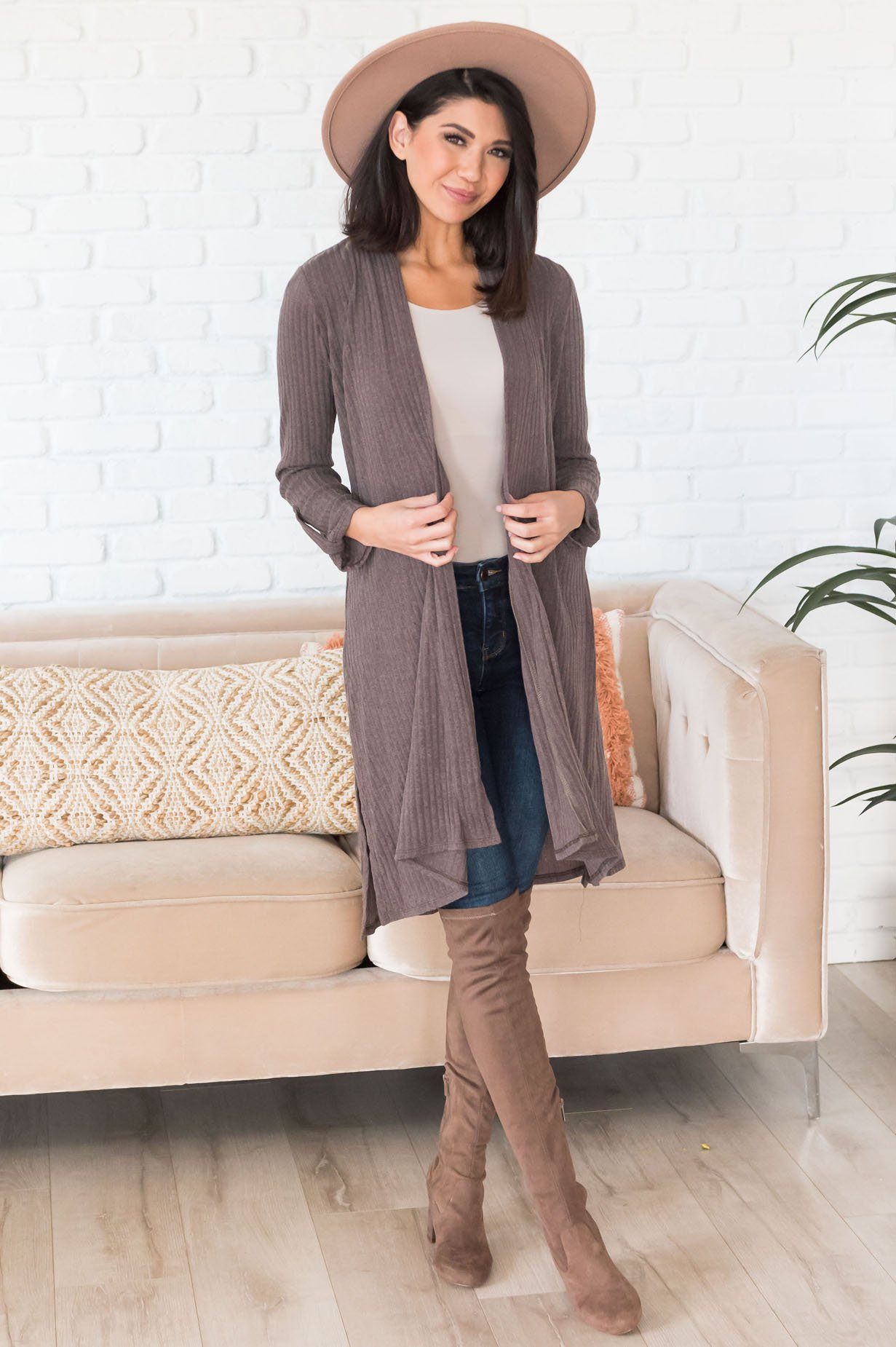 Thoughtful Dreams Modest Ribbed Duster Modest Dresses vendor-unknown