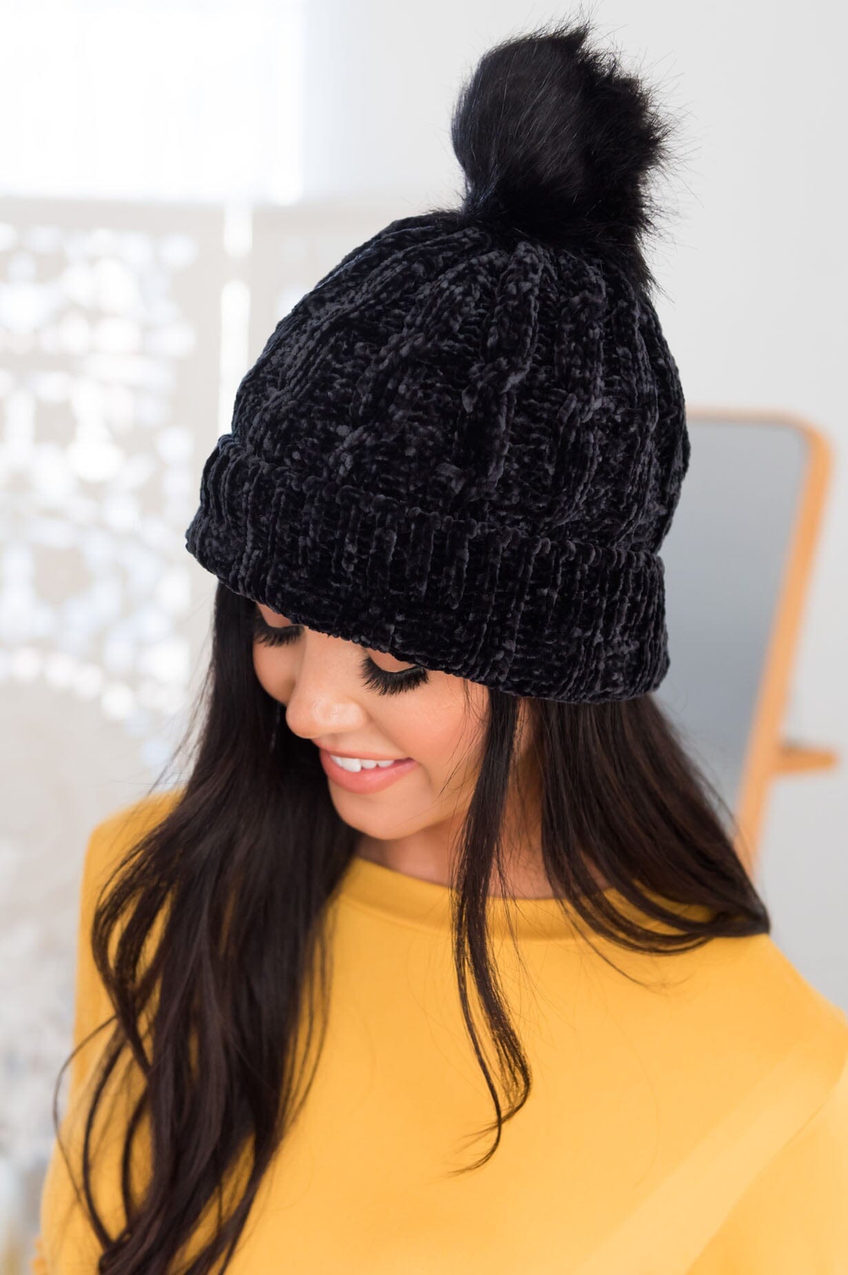 Stay Cozy Chenille Pom Pom Beanie Accessories & Shoes Leto Accessories