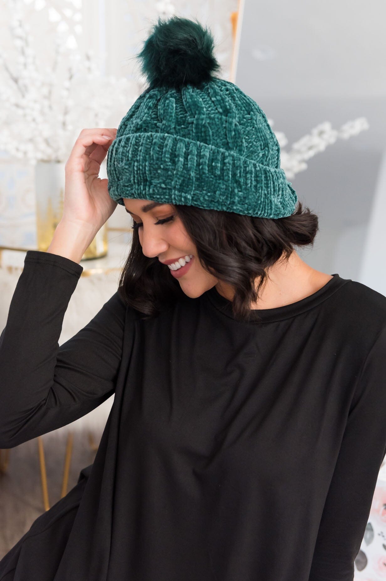 Stay Cozy Chenille Pom Pom Beanie Accessories & Shoes Leto Accessories
