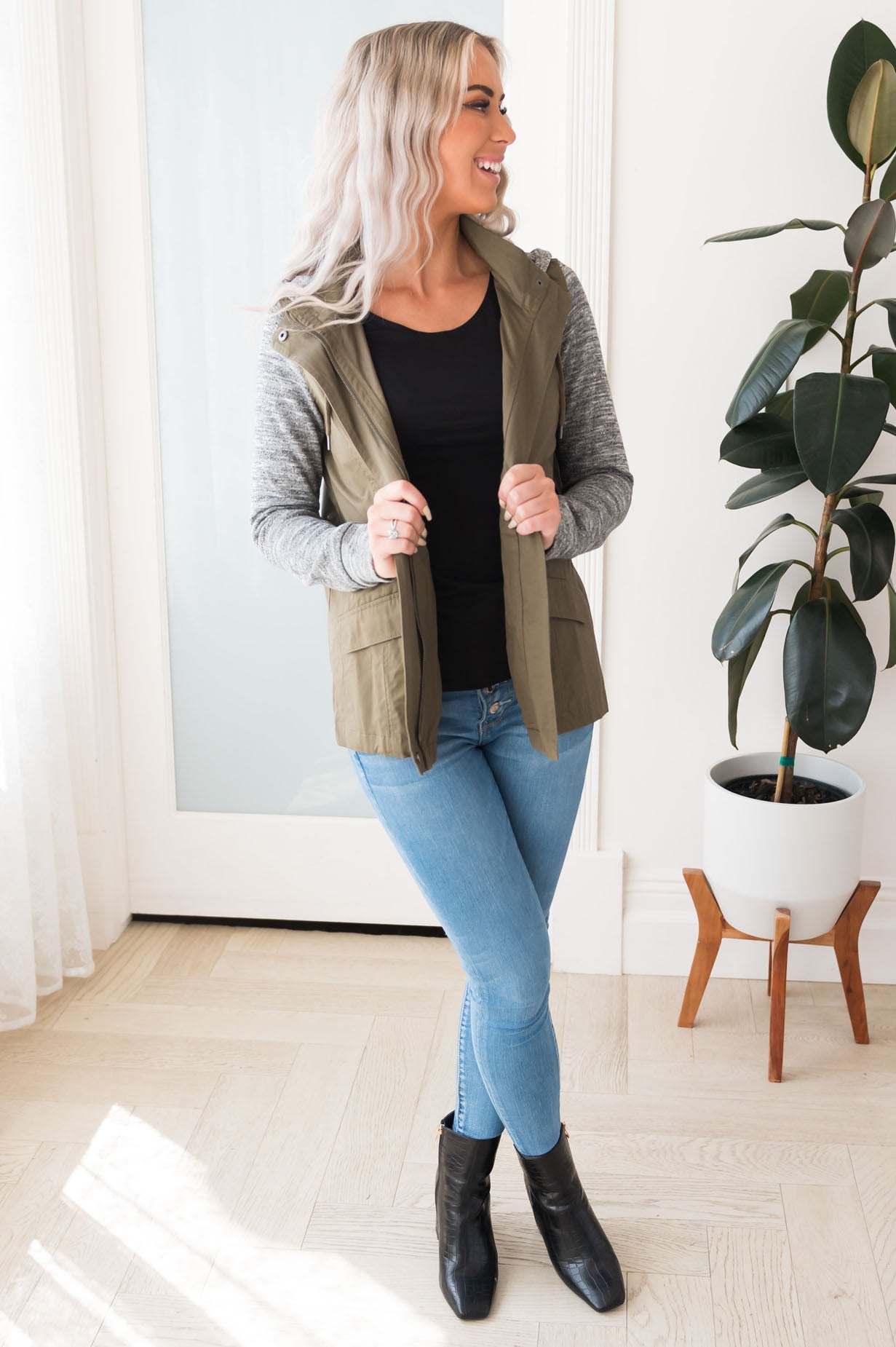 Bring on Fall Modest Light Weight Zip-Up Hoodie Modest Dresses vendor-unknown