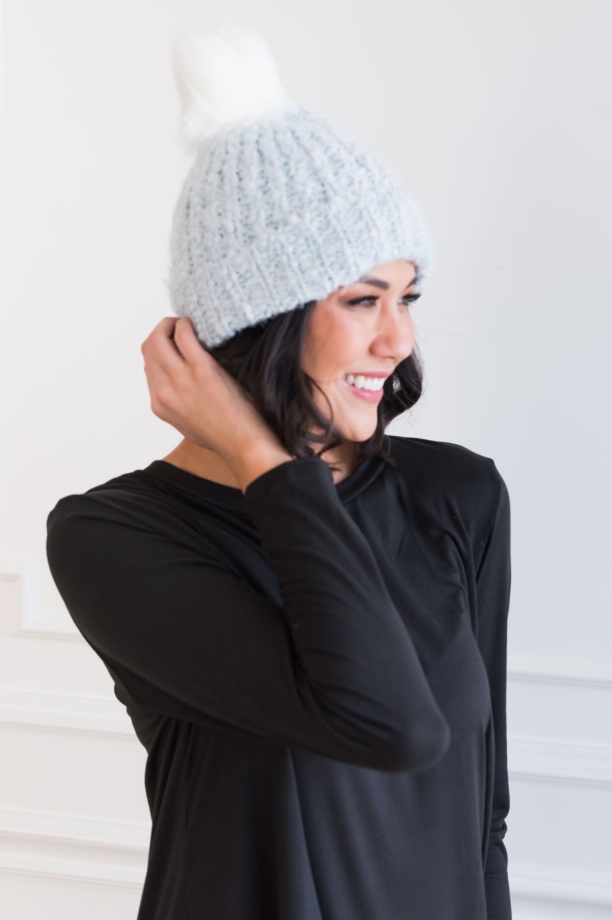 Snow Fall Fold Over Pom Pom Beanie Accessories & Shoes Leto Accessories