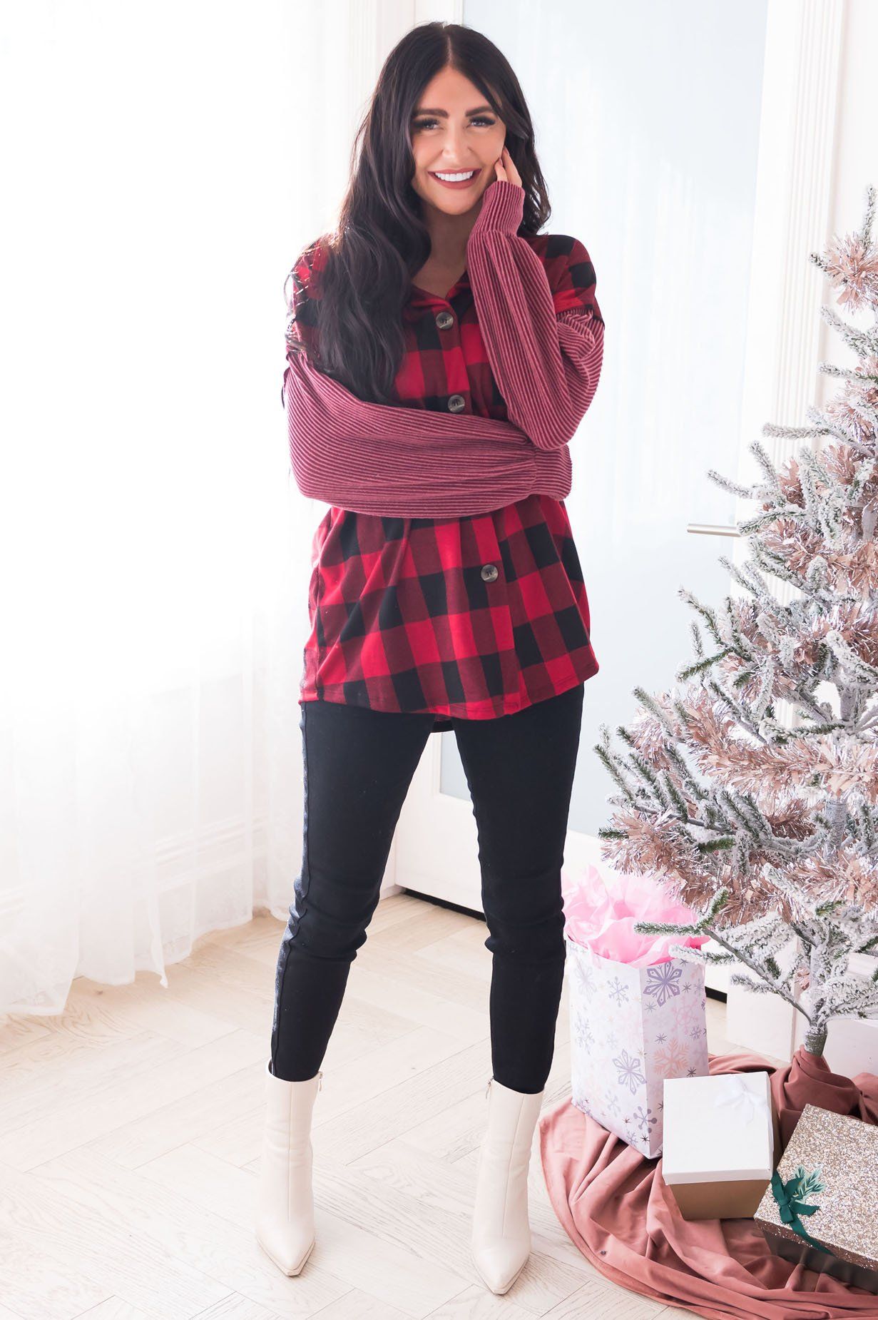 Prettiest Plaid Modest Blouse Modest Dresses vendor-unknown