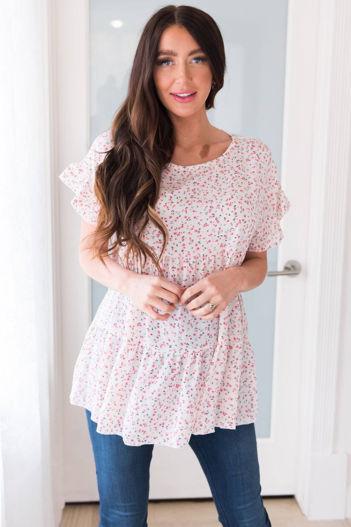 Sweet Success Floral Blouse Modest Dresses vendor-unknown
