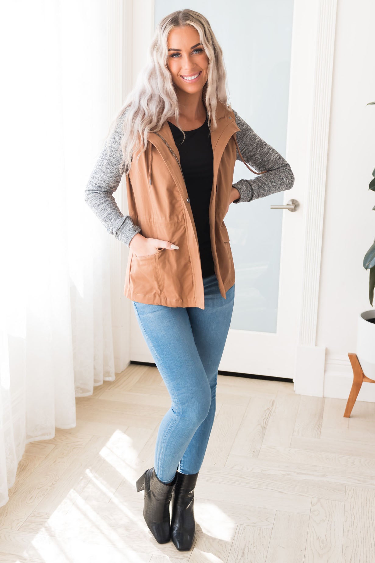 Bring on Fall Modest Light Weight Zip-Up Hoodie Modest Dresses vendor-unknown