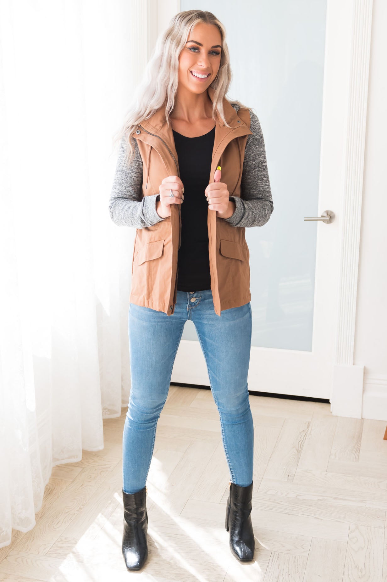 Bring on Fall Modest Light Weight Zip-Up Hoodie Modest Dresses vendor-unknown