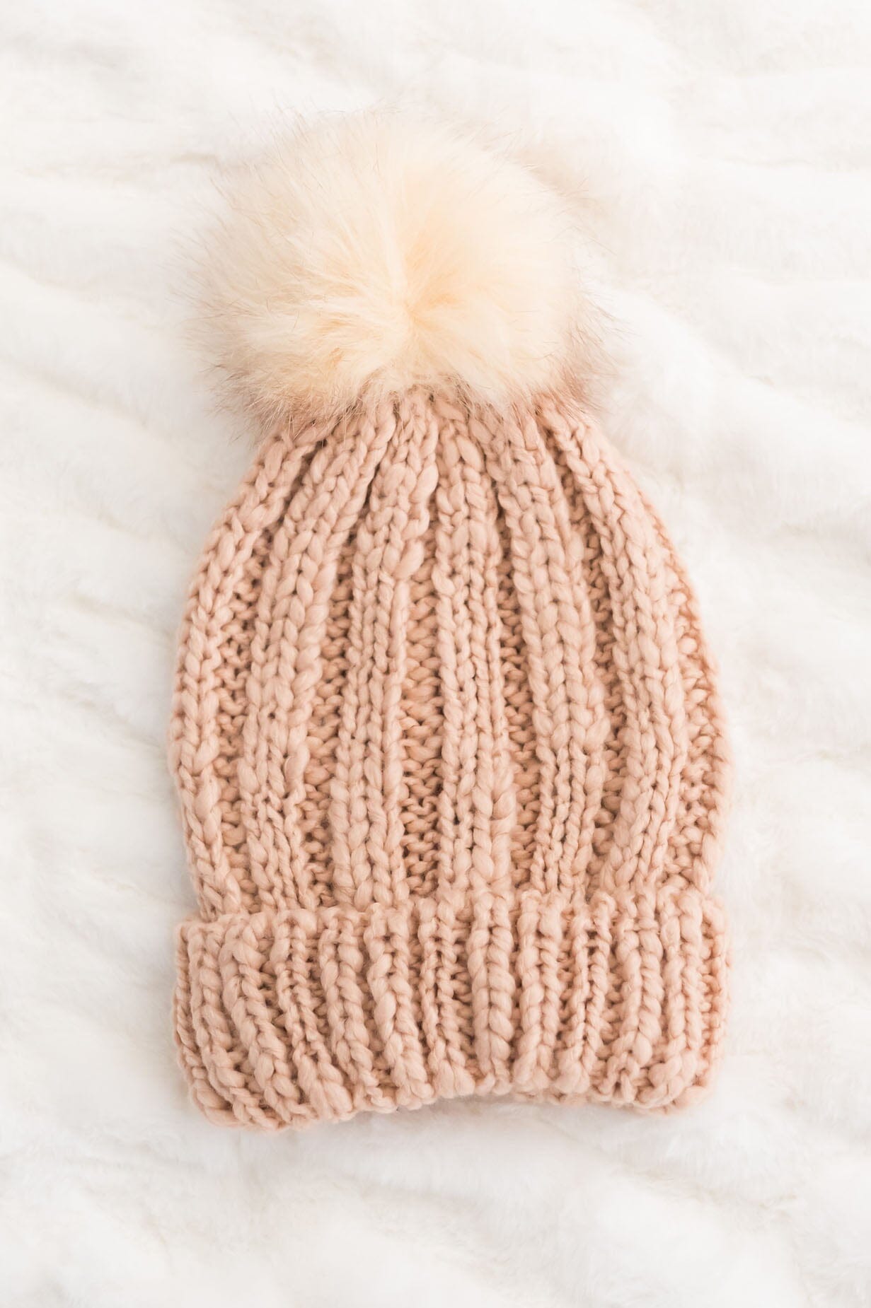 Stay Warm Faux Fur Pom Pom Beanie Accessories & Shoes Leto Accessories